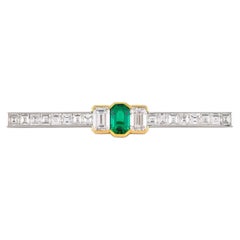 Bulgari Kolumbianischer Smaragd und Diamant Pin in Platin & 18k Gold