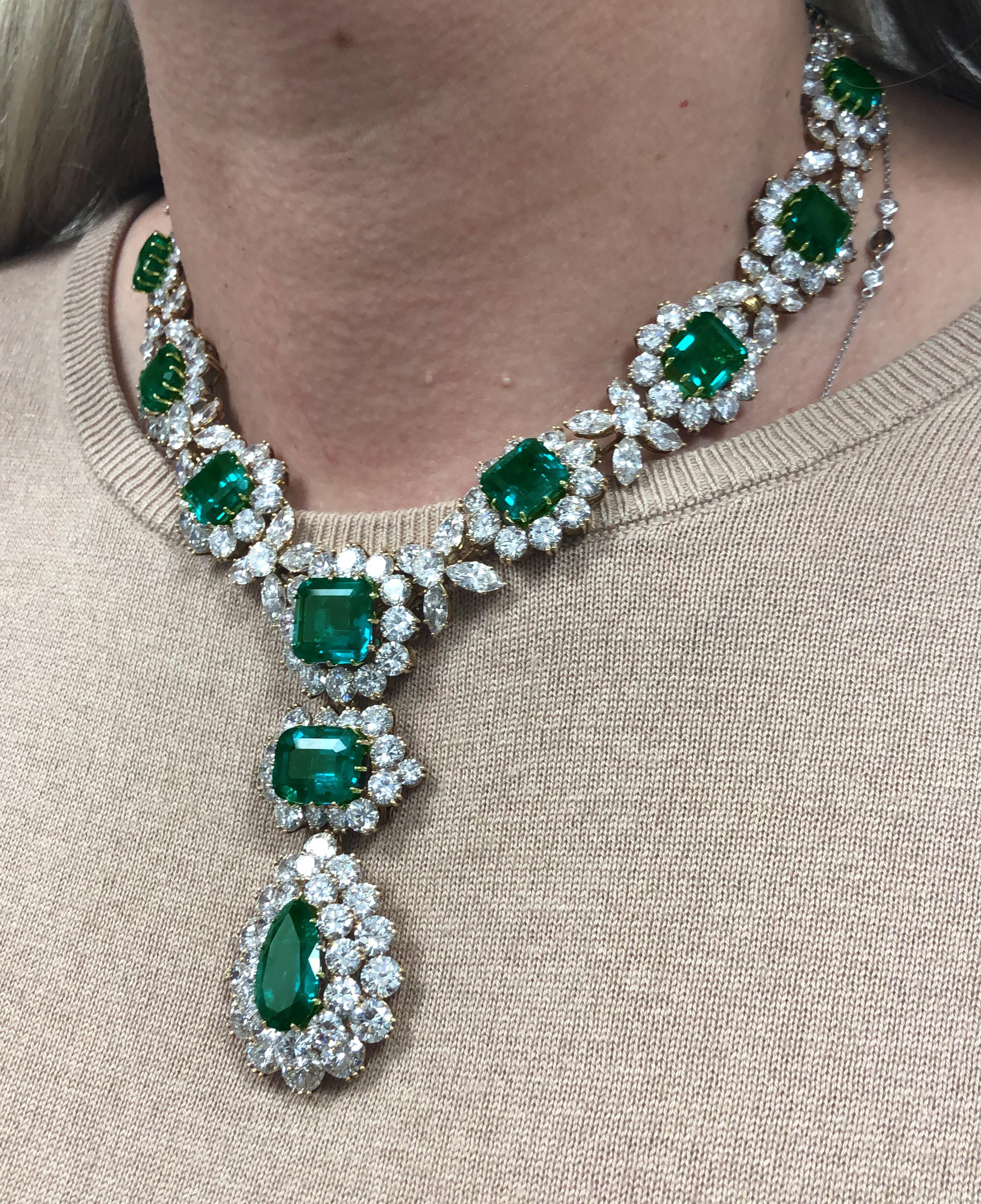 Bulgari Rom Elizabeth Taylor Style Kolumbianischer Smaragd Diamant-Halskette Set im Zustand „Gut“ im Angebot in New York, NY