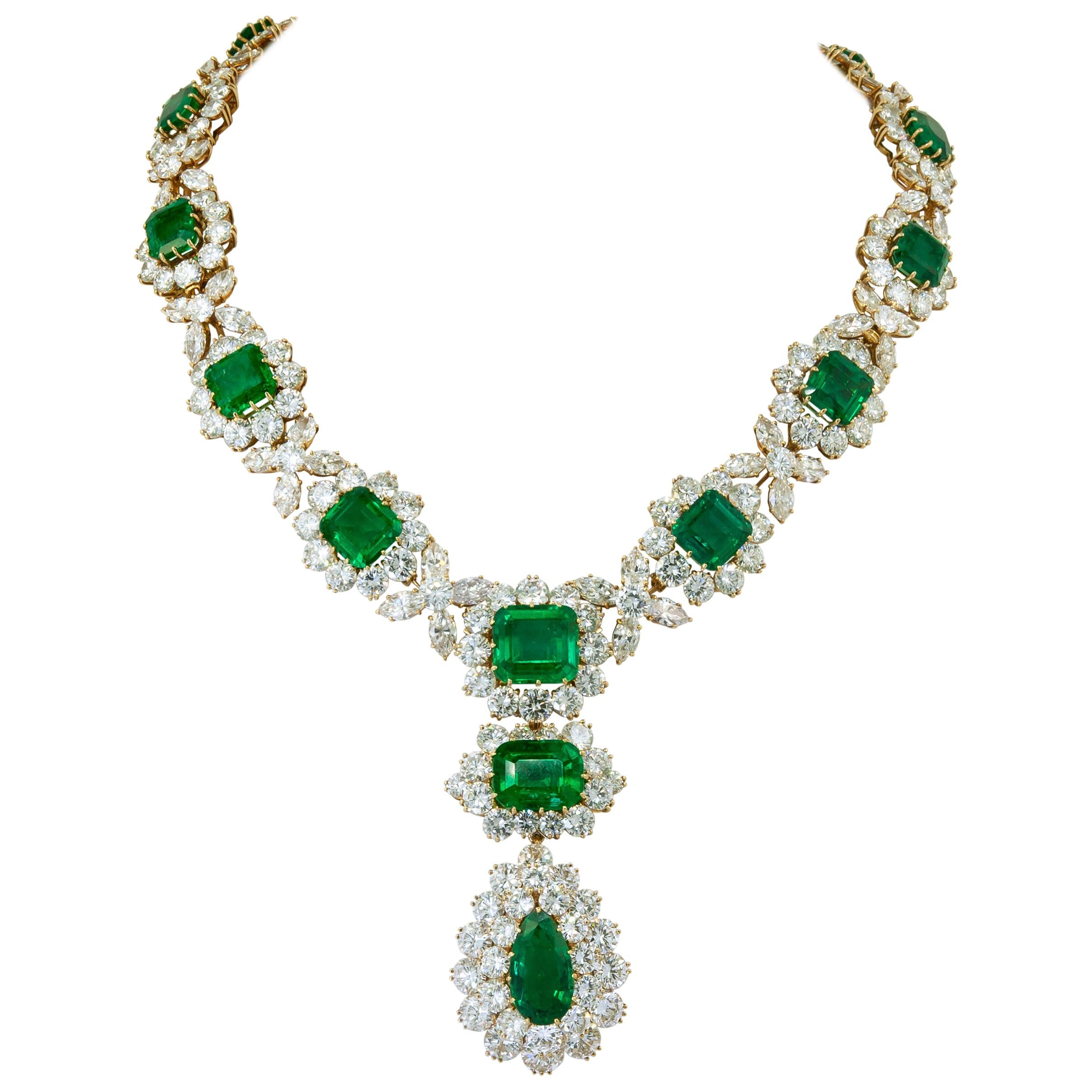 Bulgari Rom Elizabeth Taylor Style Kolumbianischer Smaragd Diamant-Halskette Set