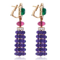 Bulgari Color Treasures Collection Diamond and Multi-Gemstone Earrings in 18KYG