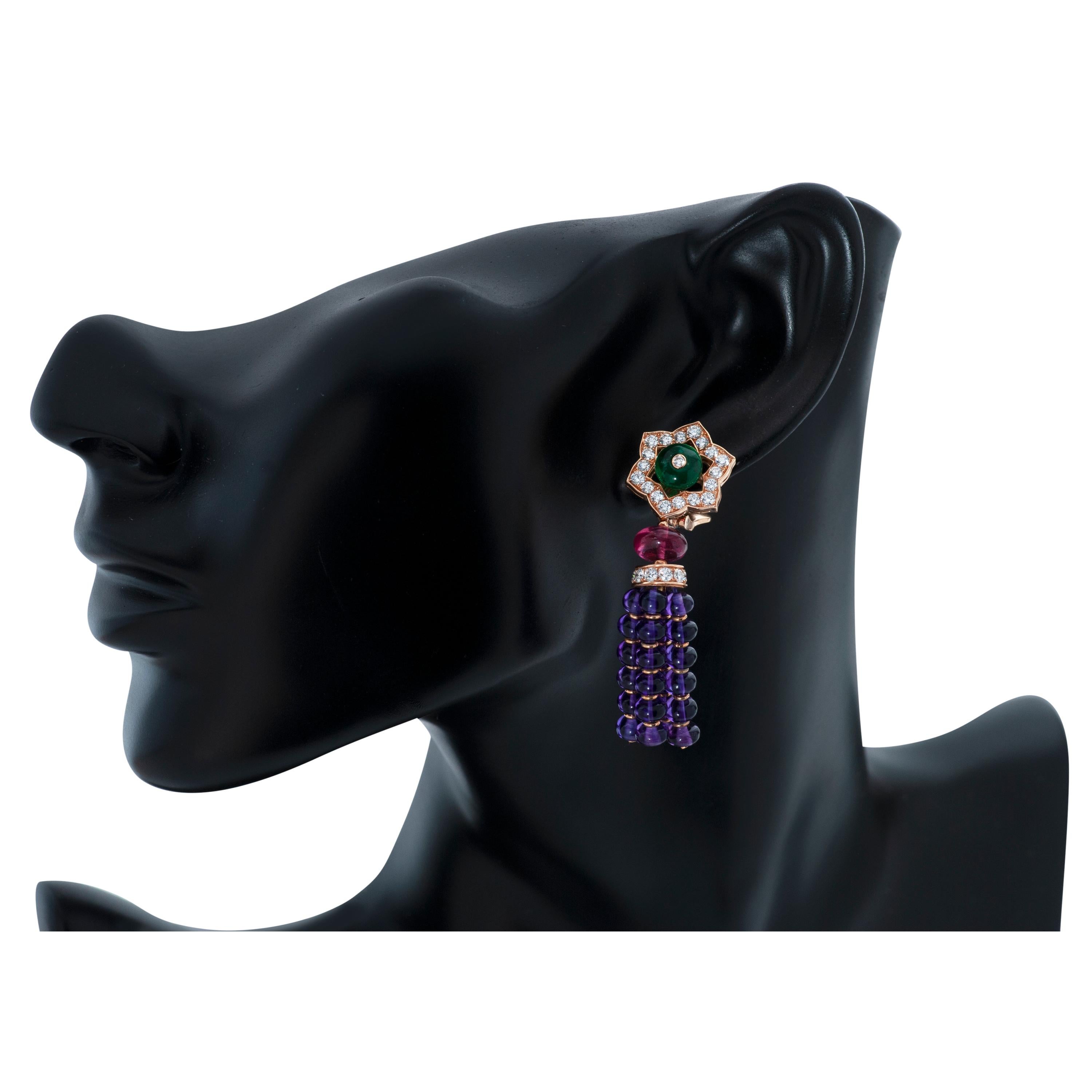 Bulgari Color Treasures Collection Diamant- und Multi-Edelstein-Ohrringe in 18KYG (Rundschliff)