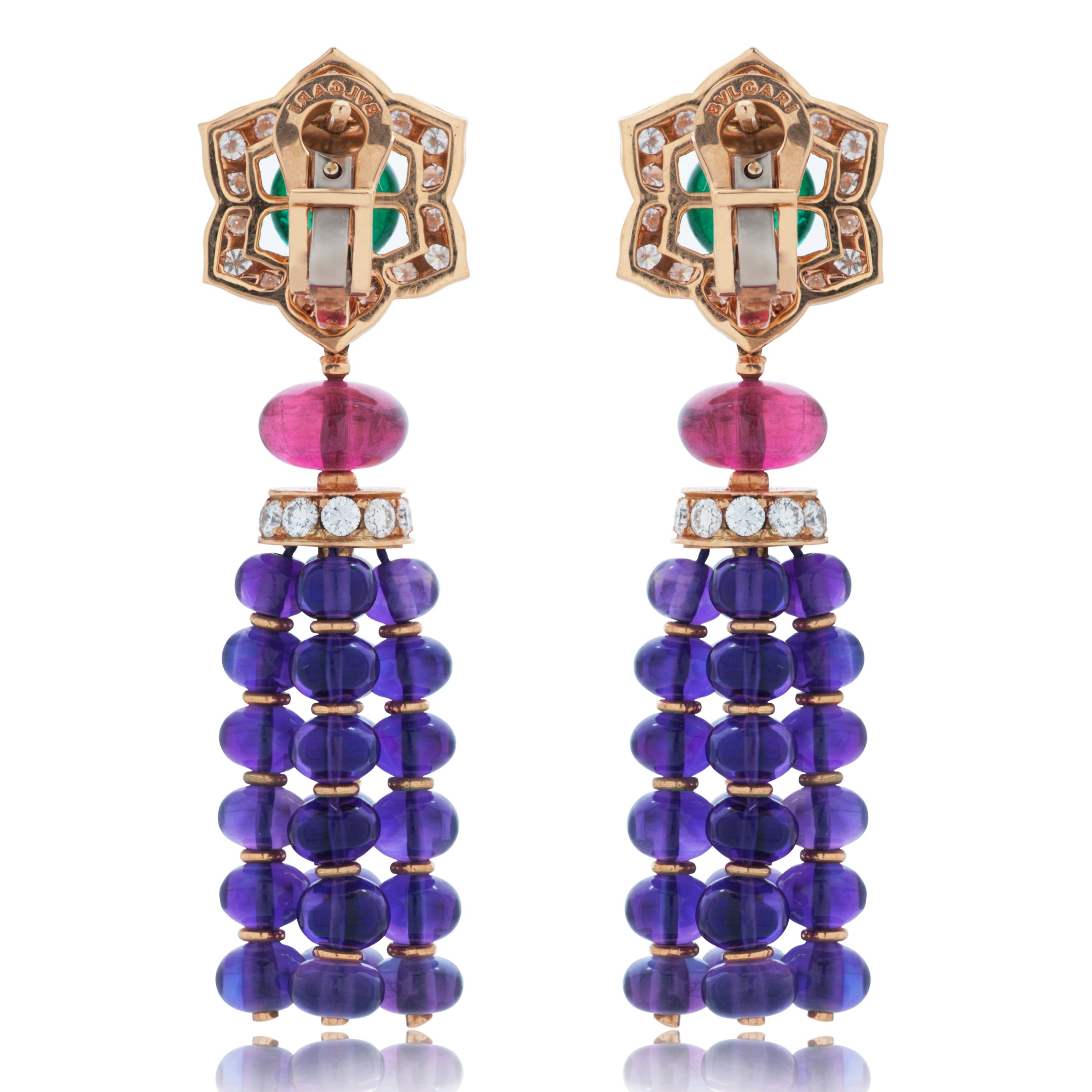 Bulgari Color Treasures Collection Diamant- und Multi-Edelstein-Ohrringe in 18KYG im Zustand „Gut“ in Philadelphia, PA