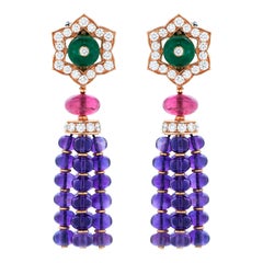 Bulgari Color Treasures Collection Diamond and Multi-Gemstone Earrings in 18KYG