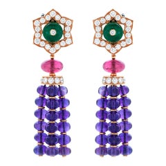 Bulgari Color Treasures Collection Diamond and Multi-Gemstone Earrings in 18KYG