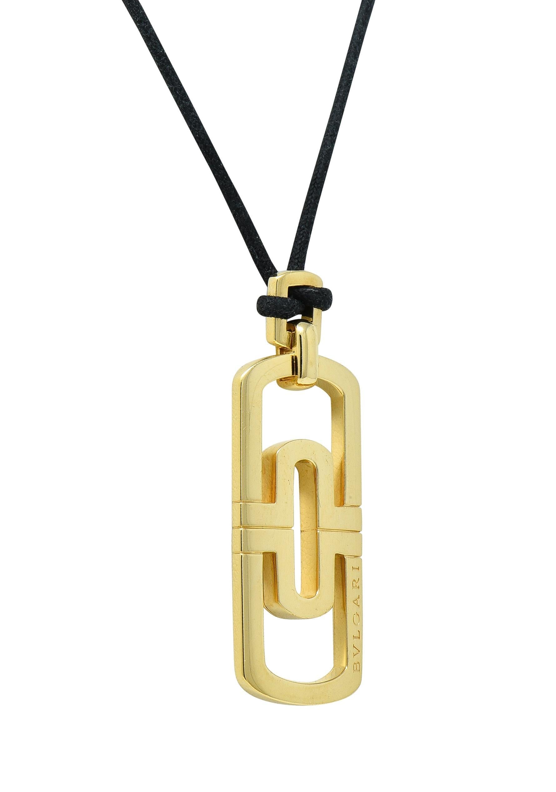 Bulgari Contemporary 18 Karat Yellow Gold Cord Parentesi Pendant Necklace For Sale 2