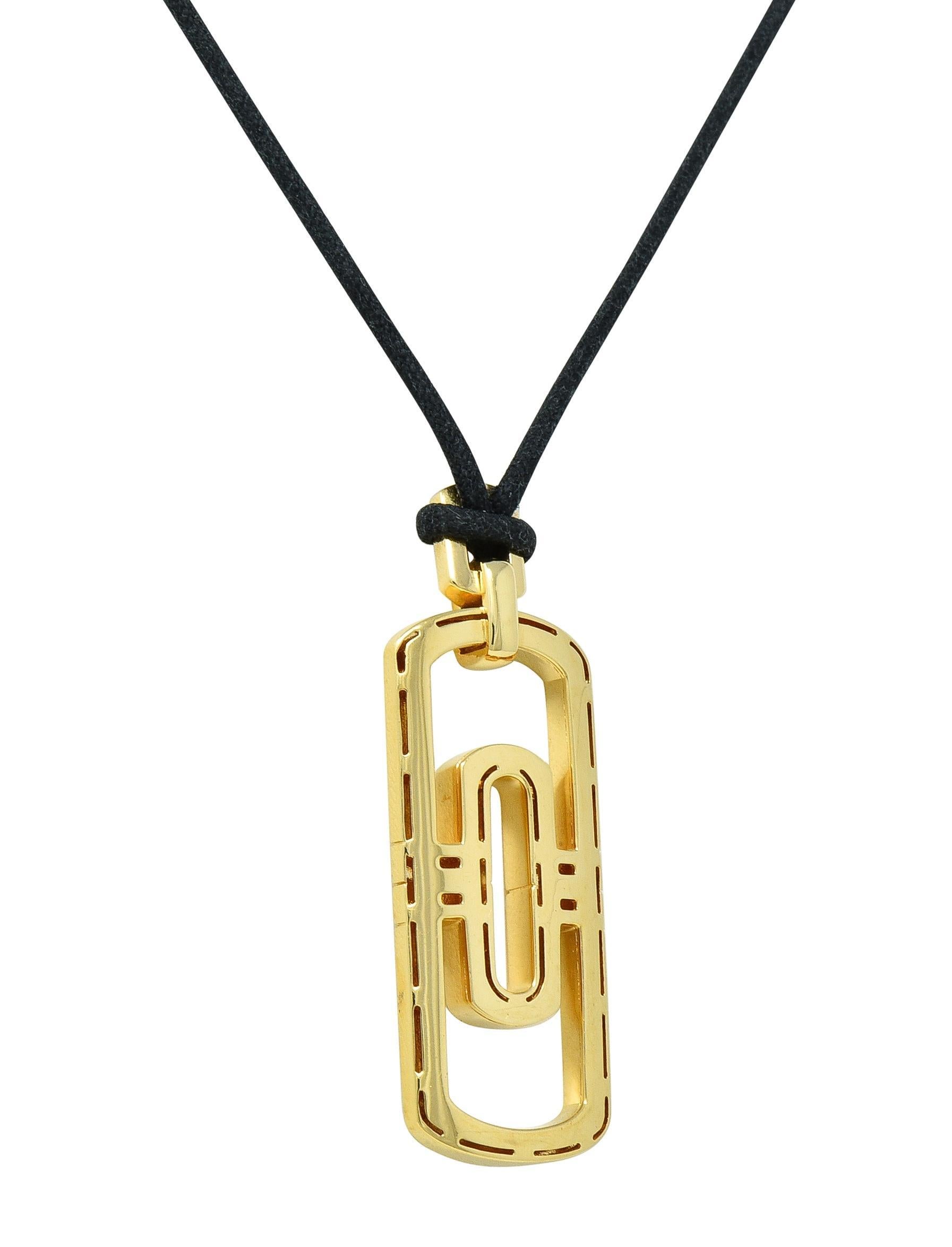 Bulgari Contemporary 18 Karat Yellow Gold Cord Parentesi Pendant Necklace For Sale 3