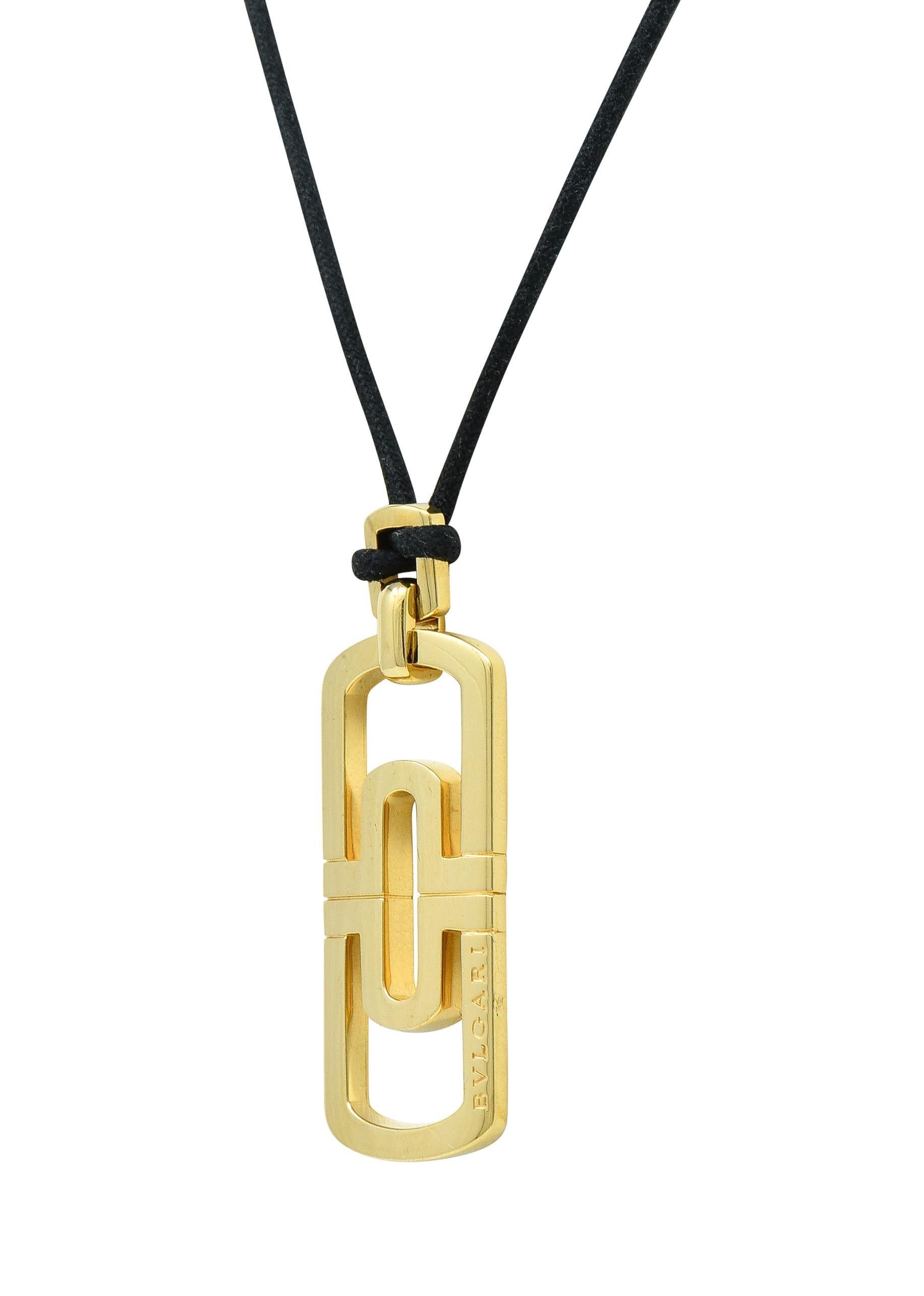 Bulgari Contemporary 18 Karat Yellow Gold Cord Parentesi Pendant Necklace For Sale 4