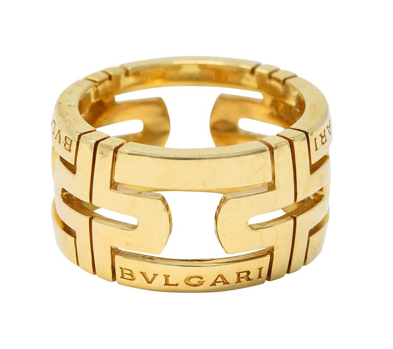 Bulgari Contemporary 18 Karat Yellow Gold Parentesi Italian Band Ring In Excellent Condition For Sale In Philadelphia, PA