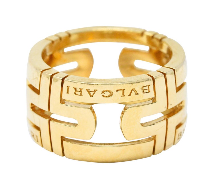 Women's or Men's Bulgari Contemporary 18 Karat Yellow Gold Parentesi Italian Band Ring For Sale