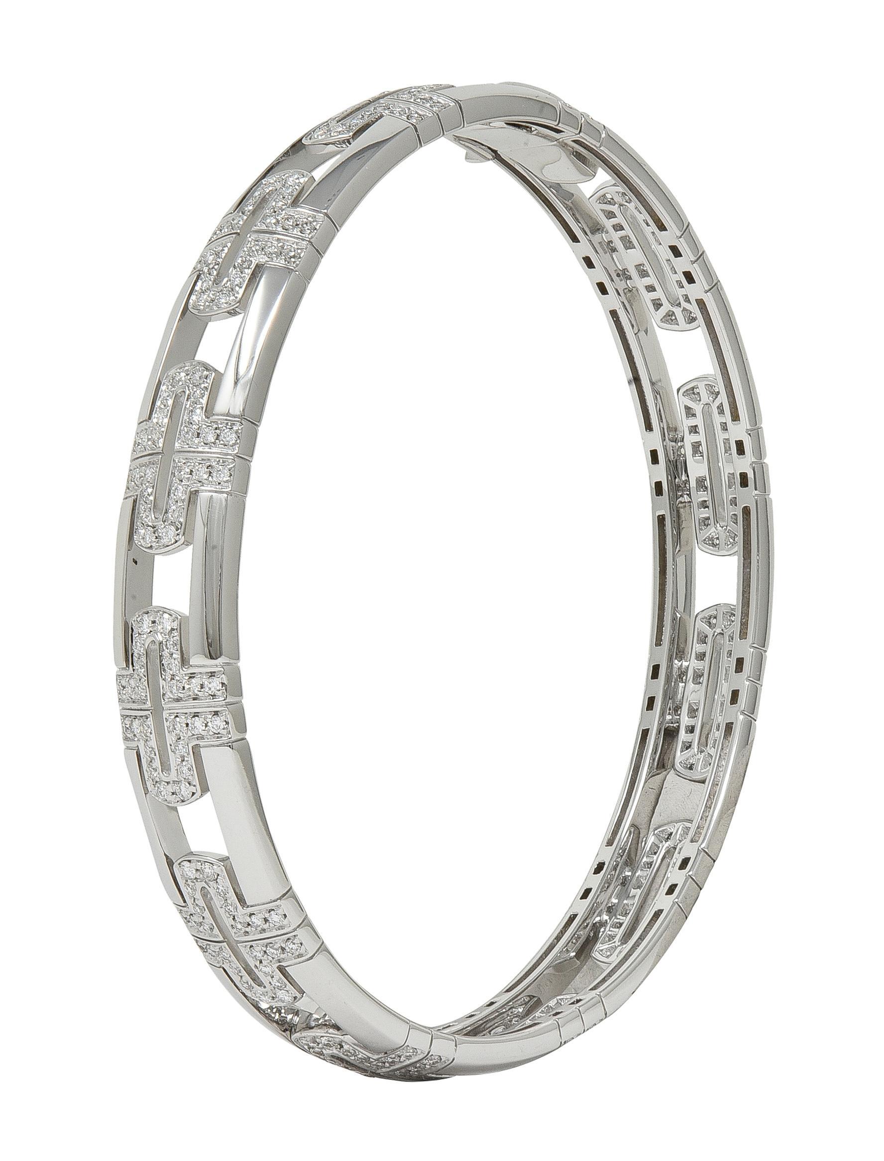 Moderno Bulgari Bracciale Parentesi Contemporaneo con Diamante 3,60 CTW in Oro Bianco 18K in vendita