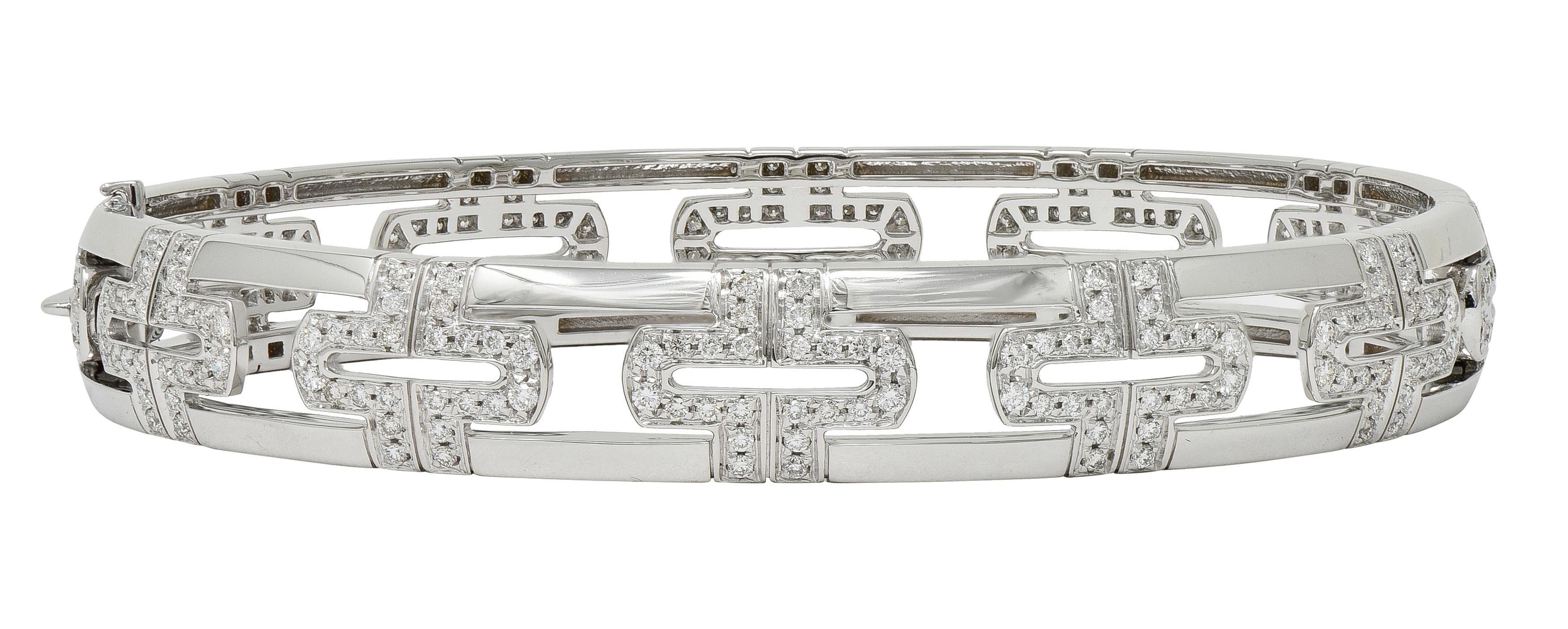 Taglio brillante Bulgari Bracciale Parentesi Contemporaneo con Diamante 3,60 CTW in Oro Bianco 18K in vendita