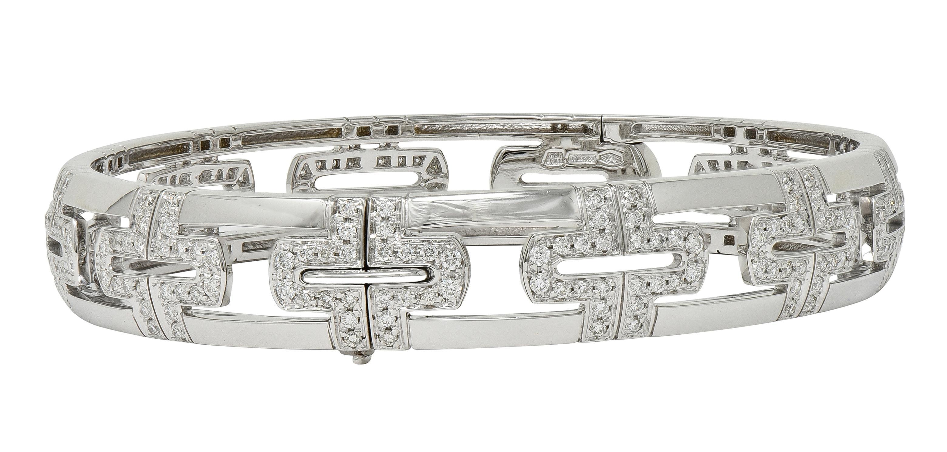 Bulgari Bracciale Parentesi Contemporaneo con Diamante 3,60 CTW in Oro Bianco 18K In condizioni ottime in vendita a Philadelphia, PA