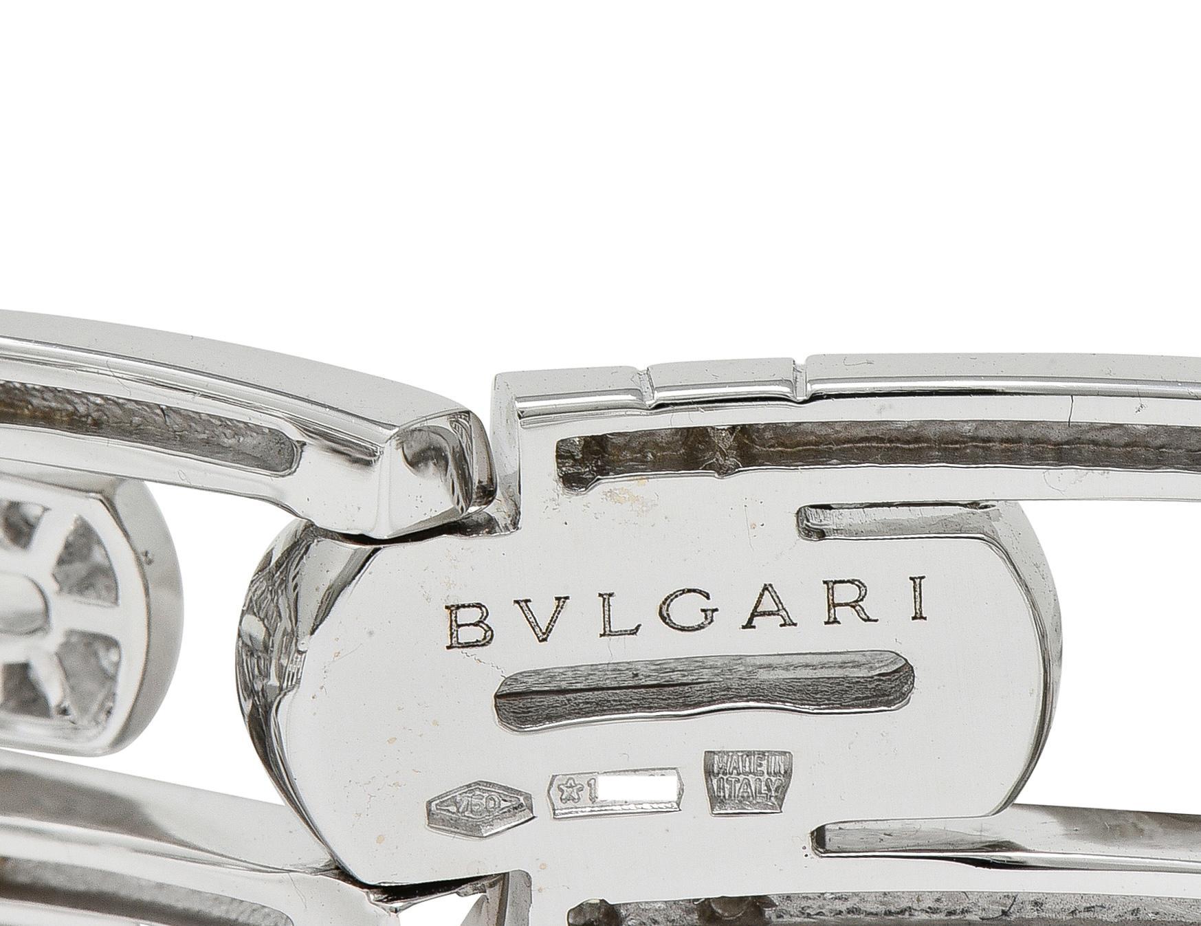 Donna Bulgari Bracciale Parentesi Contemporaneo con Diamante 3,60 CTW in Oro Bianco 18K in vendita