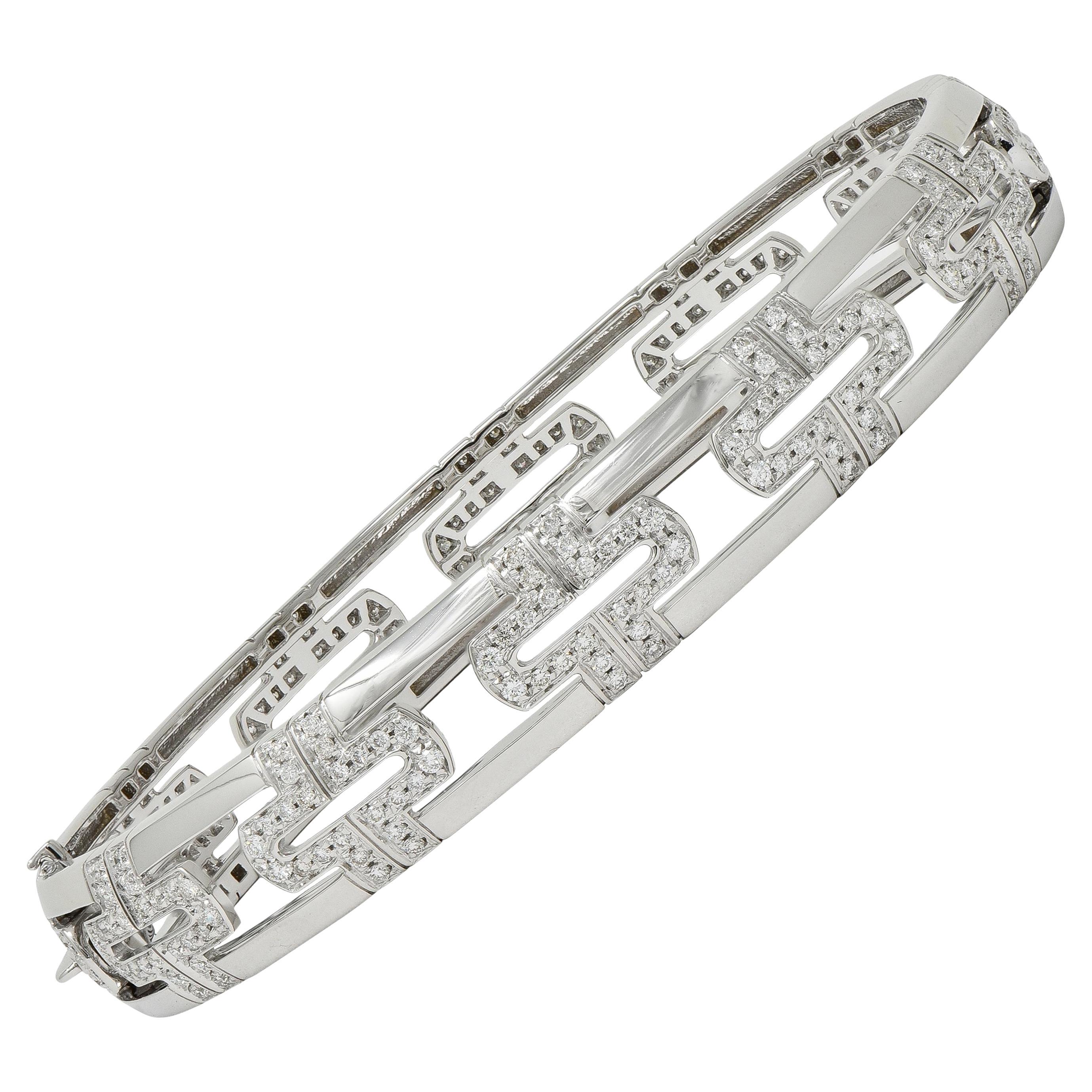 Bulgari Bracciale Parentesi Contemporaneo con Diamante 3,60 CTW in Oro Bianco 18K in vendita