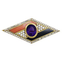 Bulgari Contemporary Amethyst Enamel Brooch