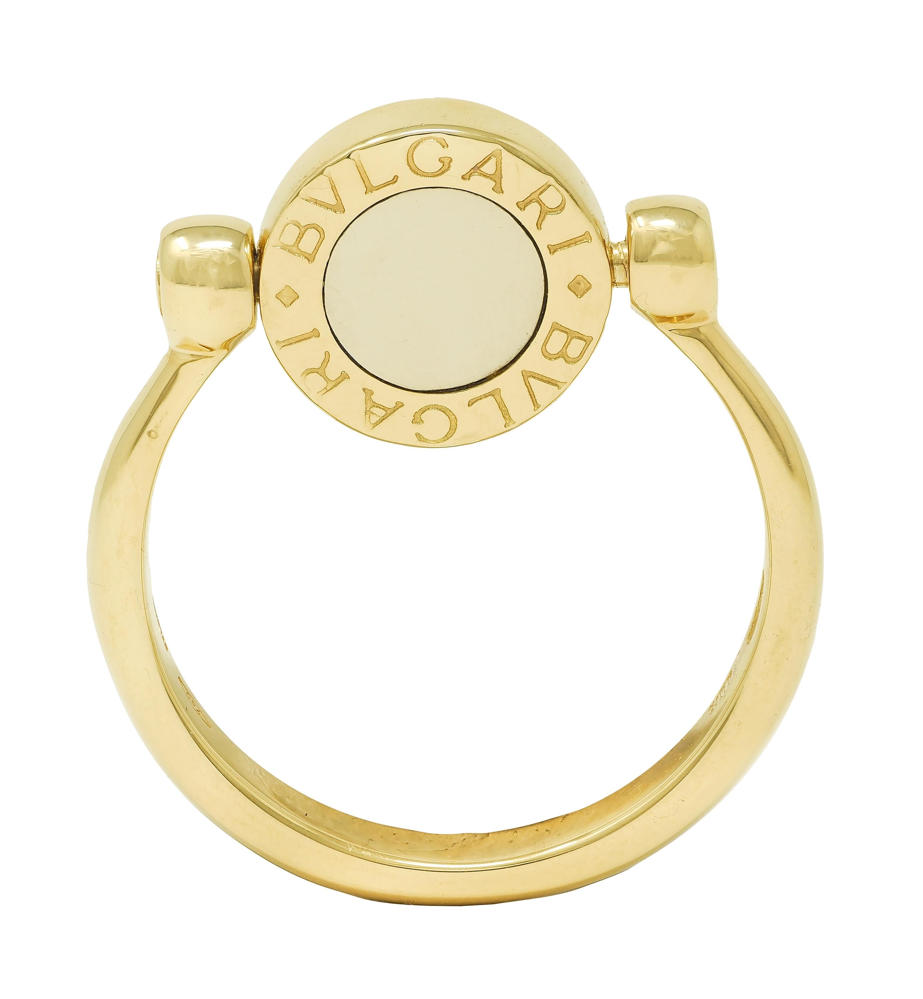 Bulgari Zeitgenössischer Diamant 18 Karat zweifarbig Gold Flip Signet Ring im Angebot 7