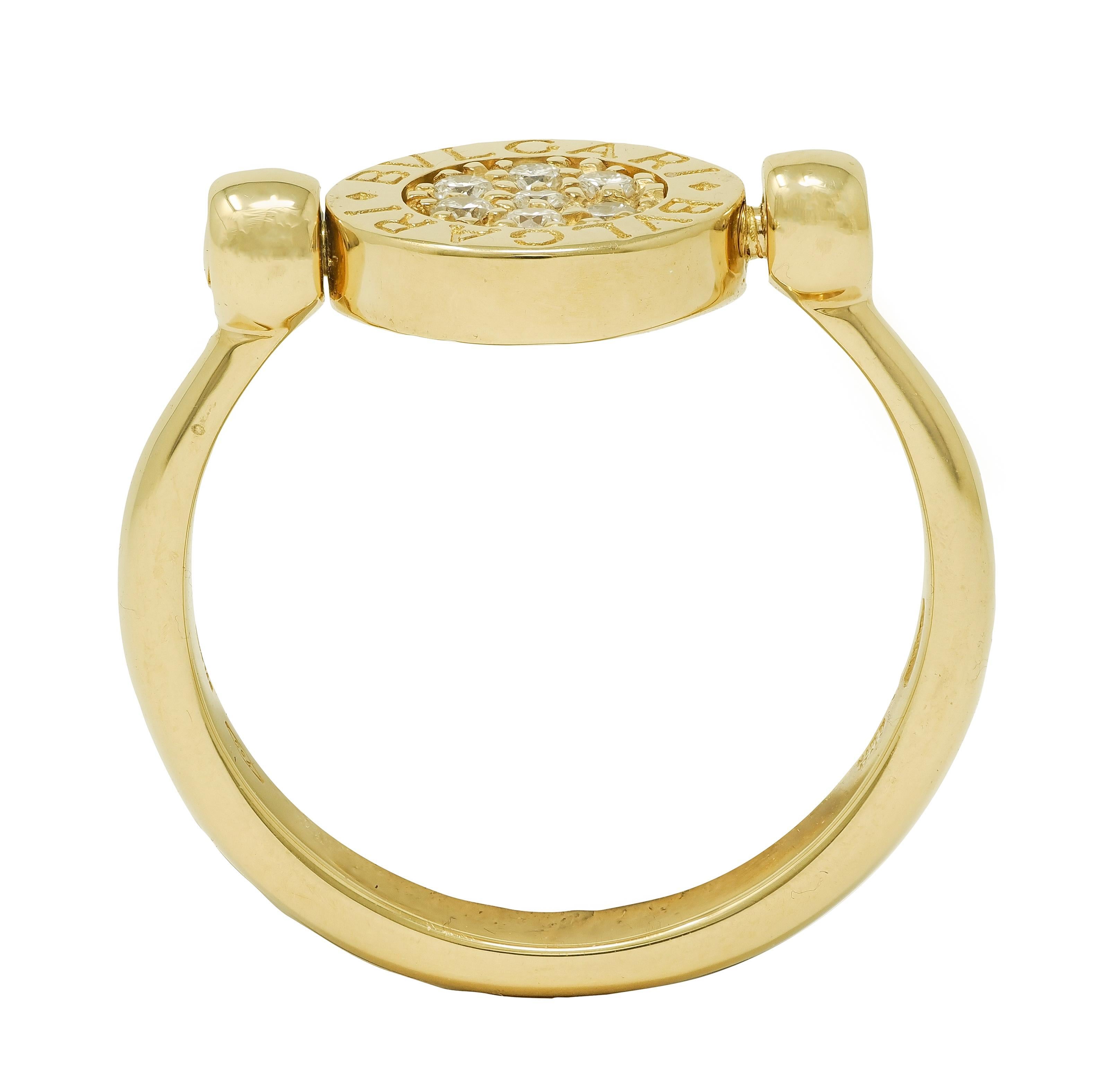 Bulgari Zeitgenössischer Diamant 18 Karat zweifarbig Gold Flip Signet Ring im Angebot 8