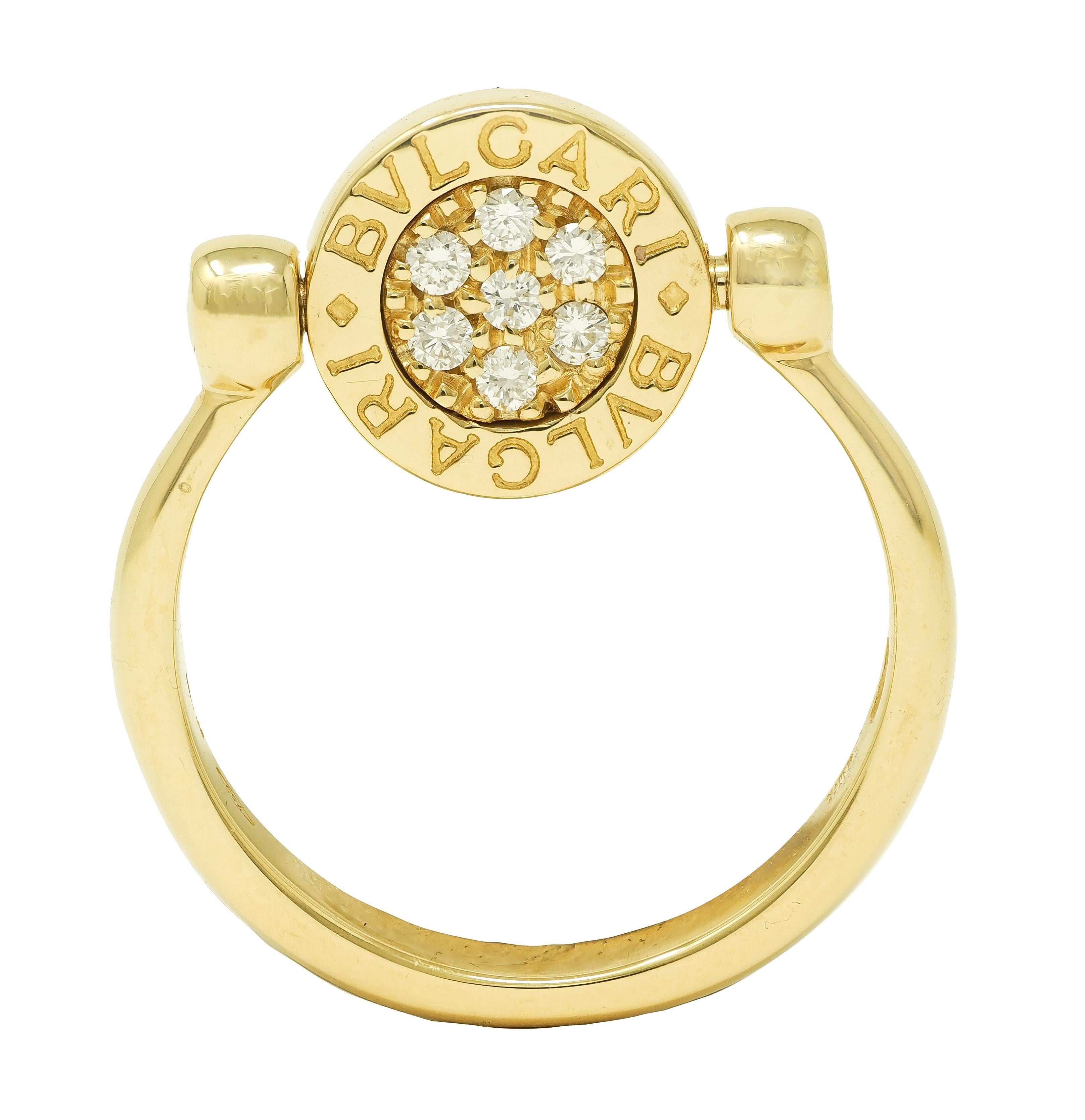 Bulgari Zeitgenössischer Diamant 18 Karat zweifarbig Gold Flip Signet Ring im Angebot 9