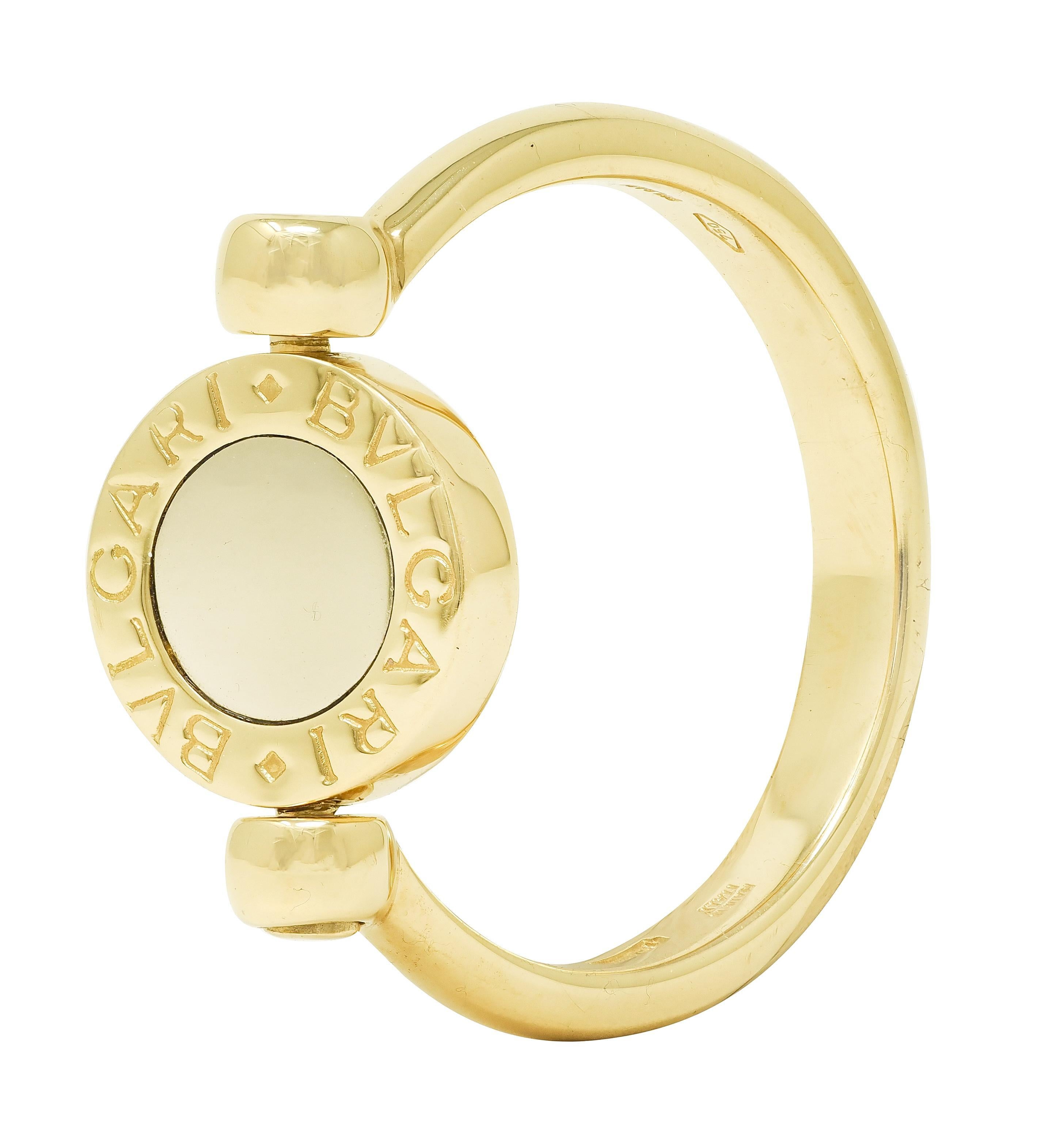 Bulgari Zeitgenössischer Diamant 18 Karat zweifarbig Gold Flip Signet Ring im Angebot 10