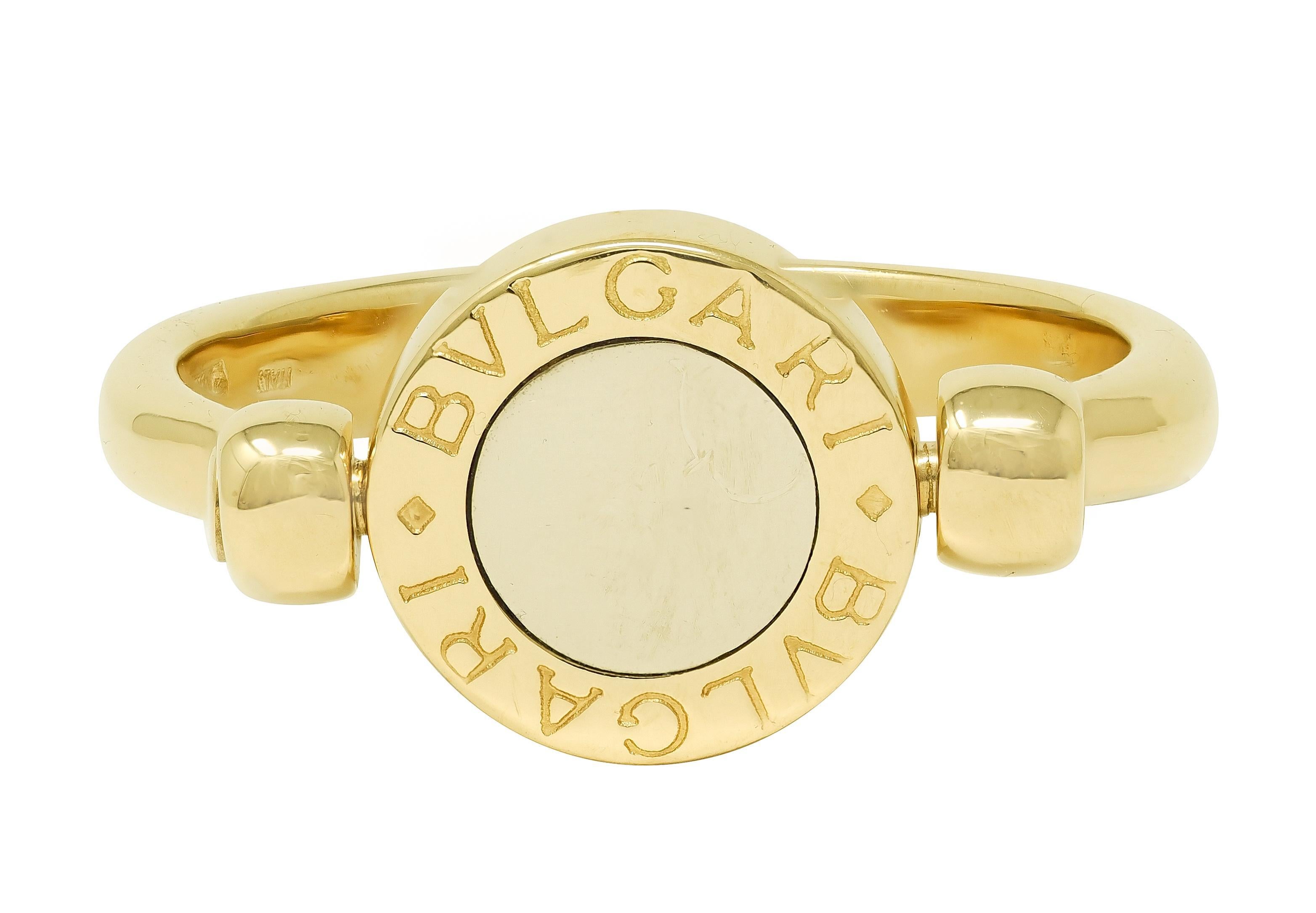 Bulgari Zeitgenössischer Diamant 18 Karat zweifarbig Gold Flip Signet Ring im Zustand „Hervorragend“ im Angebot in Philadelphia, PA
