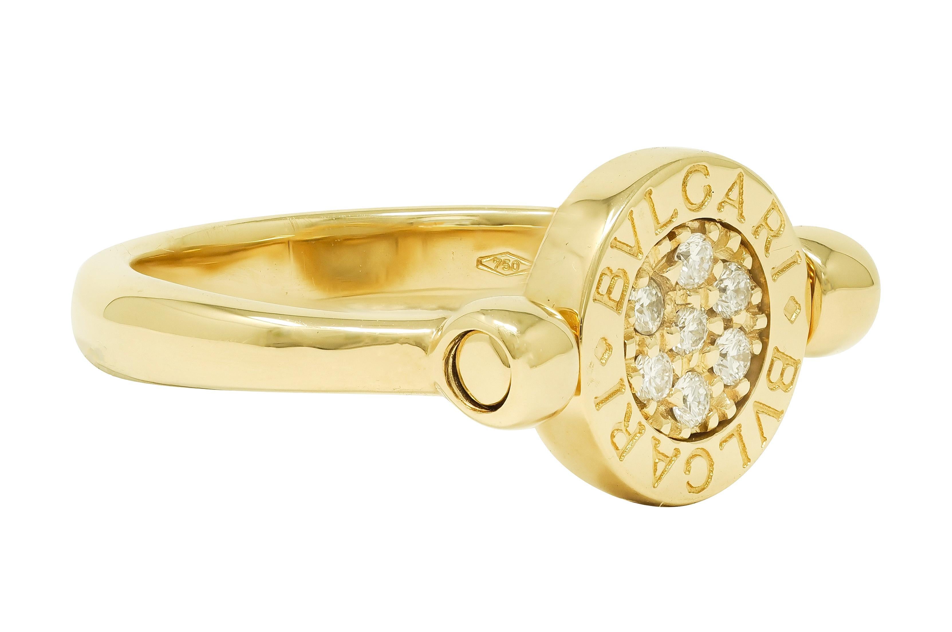 Bulgari Zeitgenössischer Diamant 18 Karat zweifarbig Gold Flip Signet Ring im Angebot 1