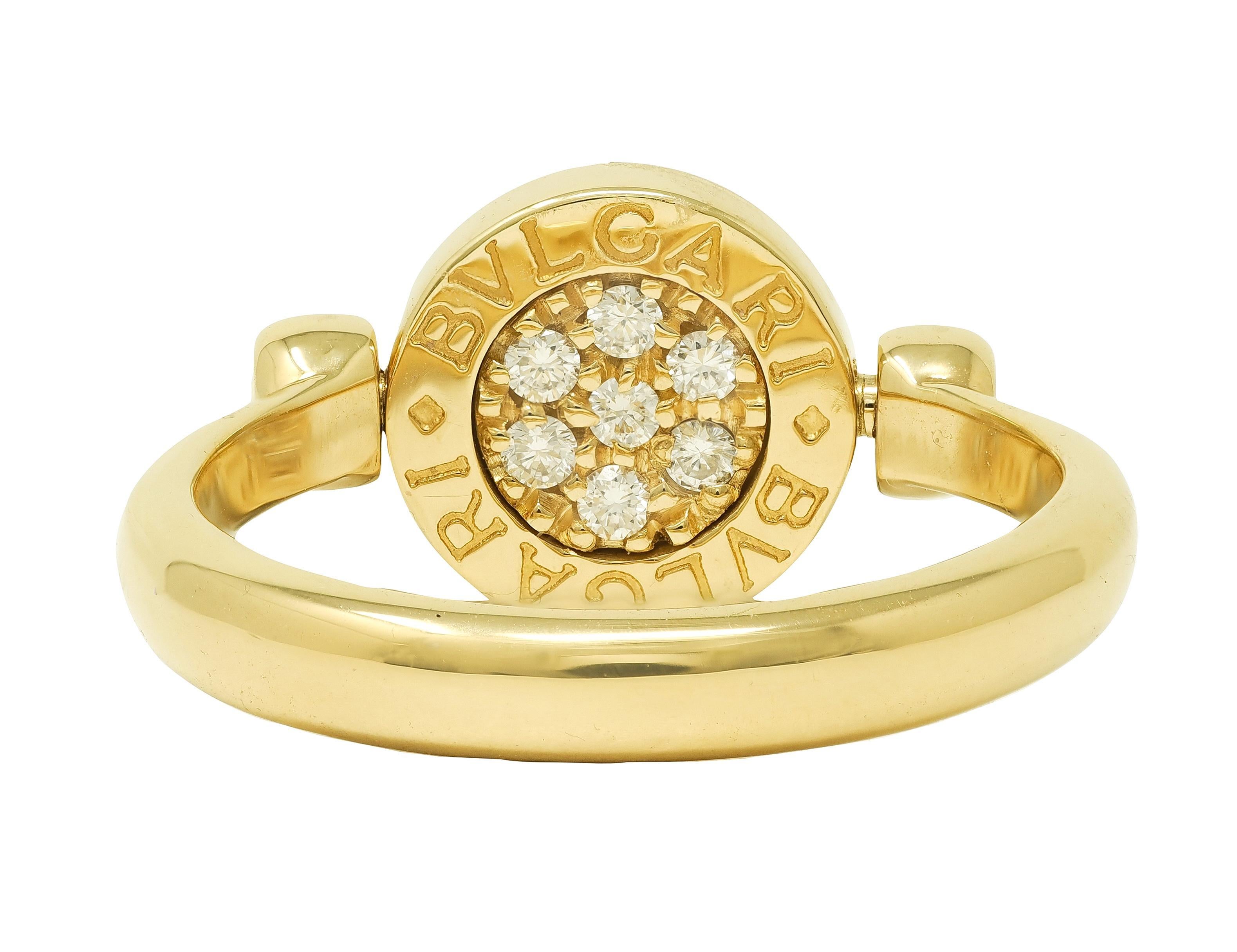 Bulgari Zeitgenössischer Diamant 18 Karat zweifarbig Gold Flip Signet Ring im Angebot 3