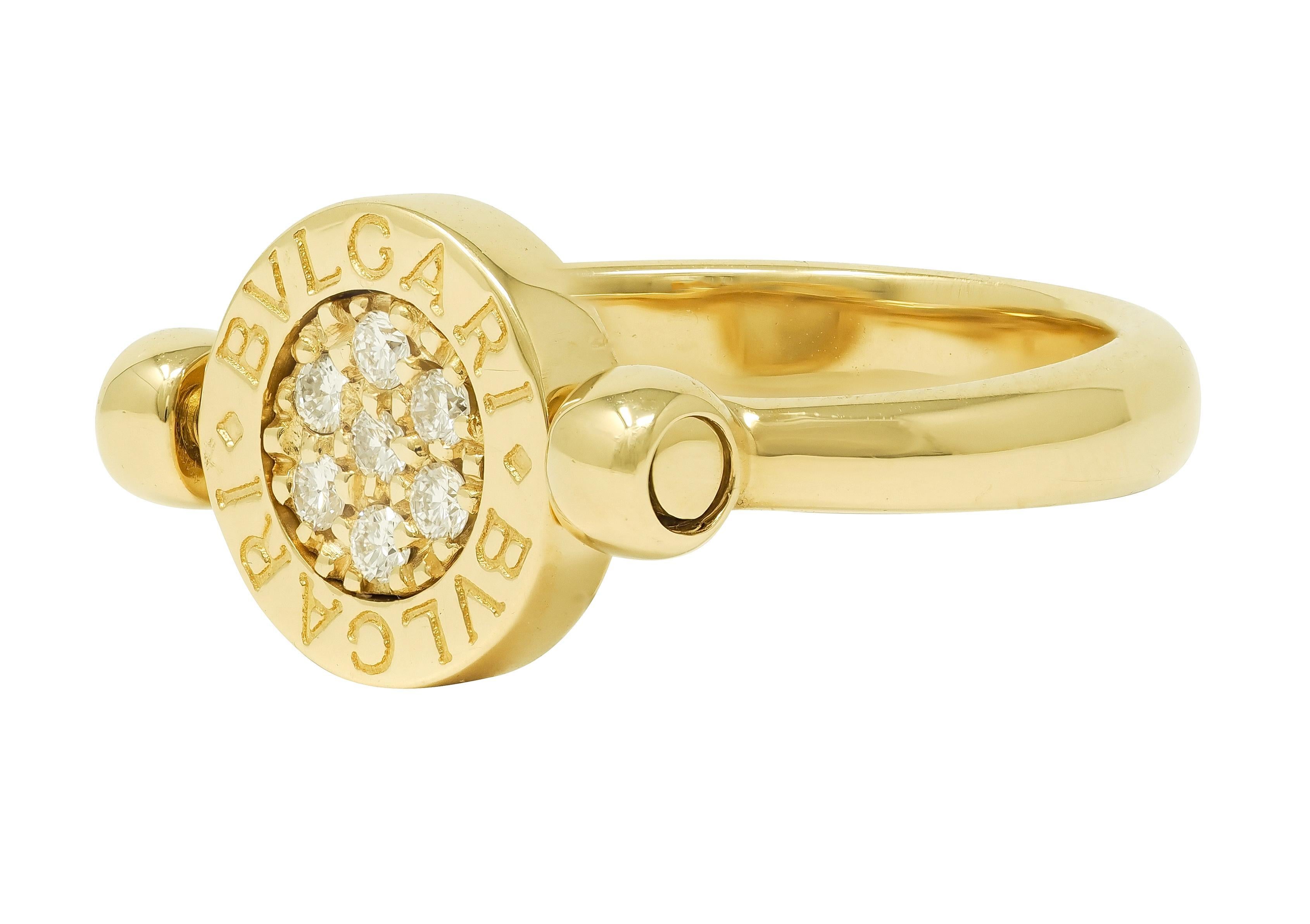 Bulgari Zeitgenössischer Diamant 18 Karat zweifarbig Gold Flip Signet Ring im Angebot 4