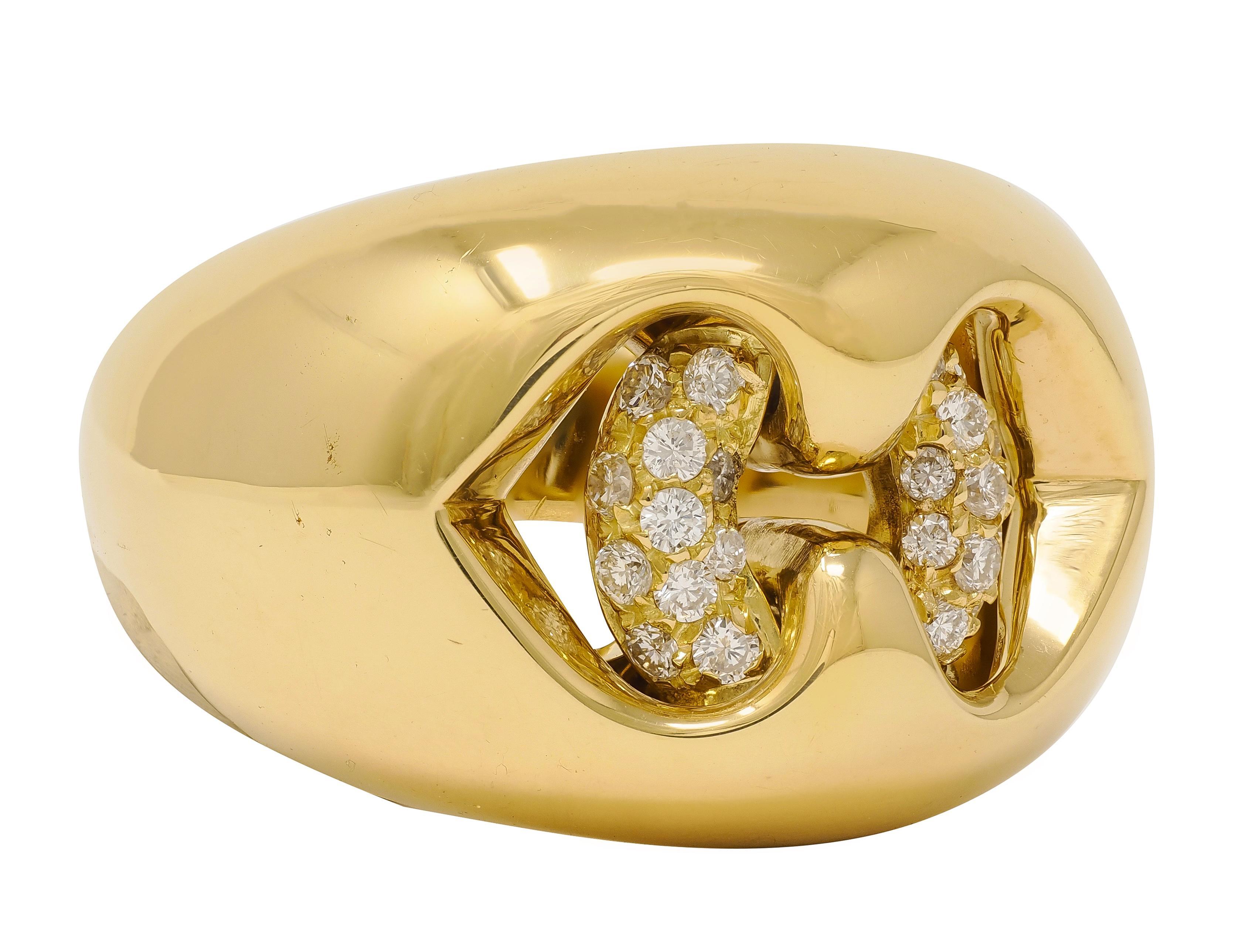 Contemporain Bague Abbraccio en or jaune 18 carats avec diamant contemporain Bulgari en vente