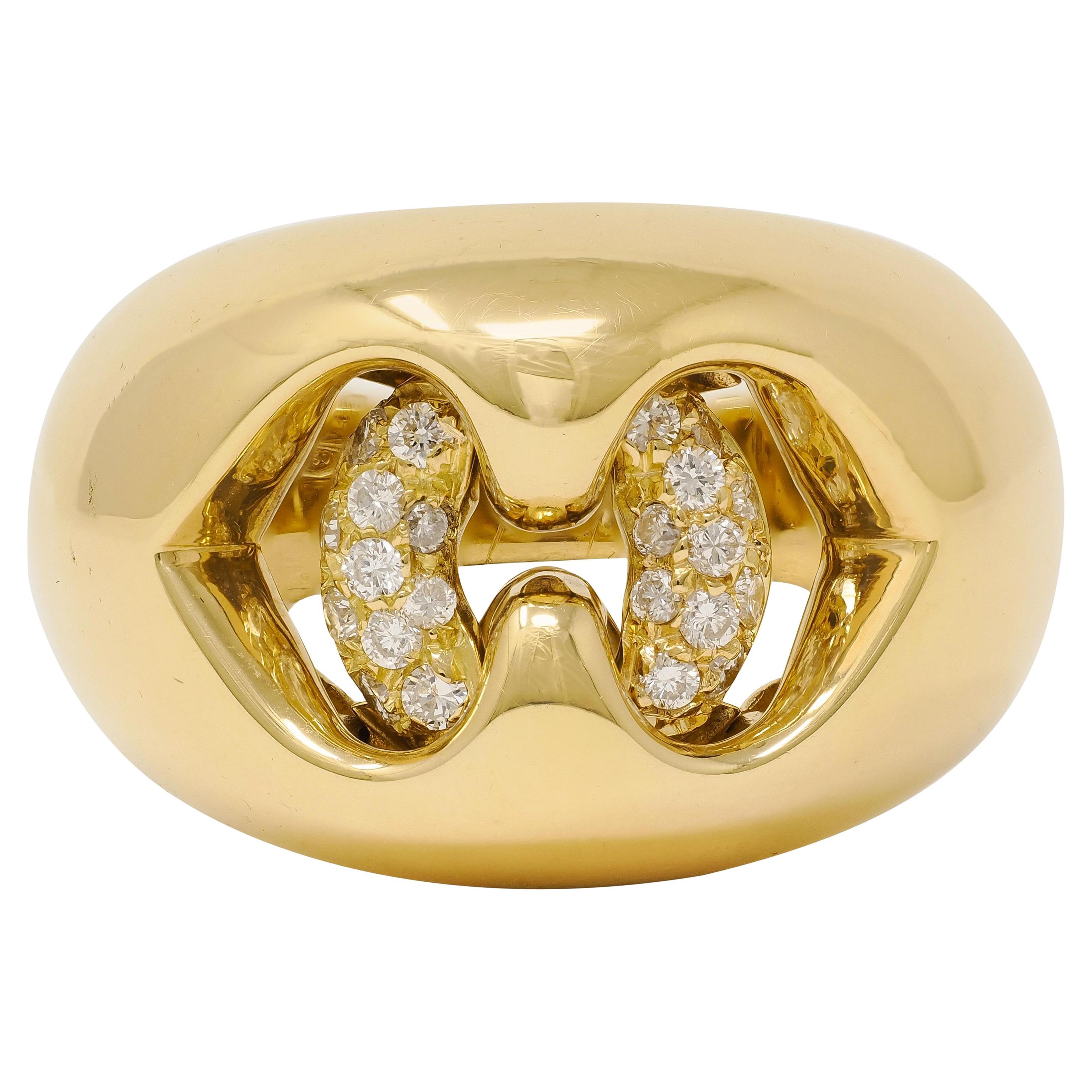 Bague Abbraccio en or jaune 18 carats avec diamant contemporain Bulgari