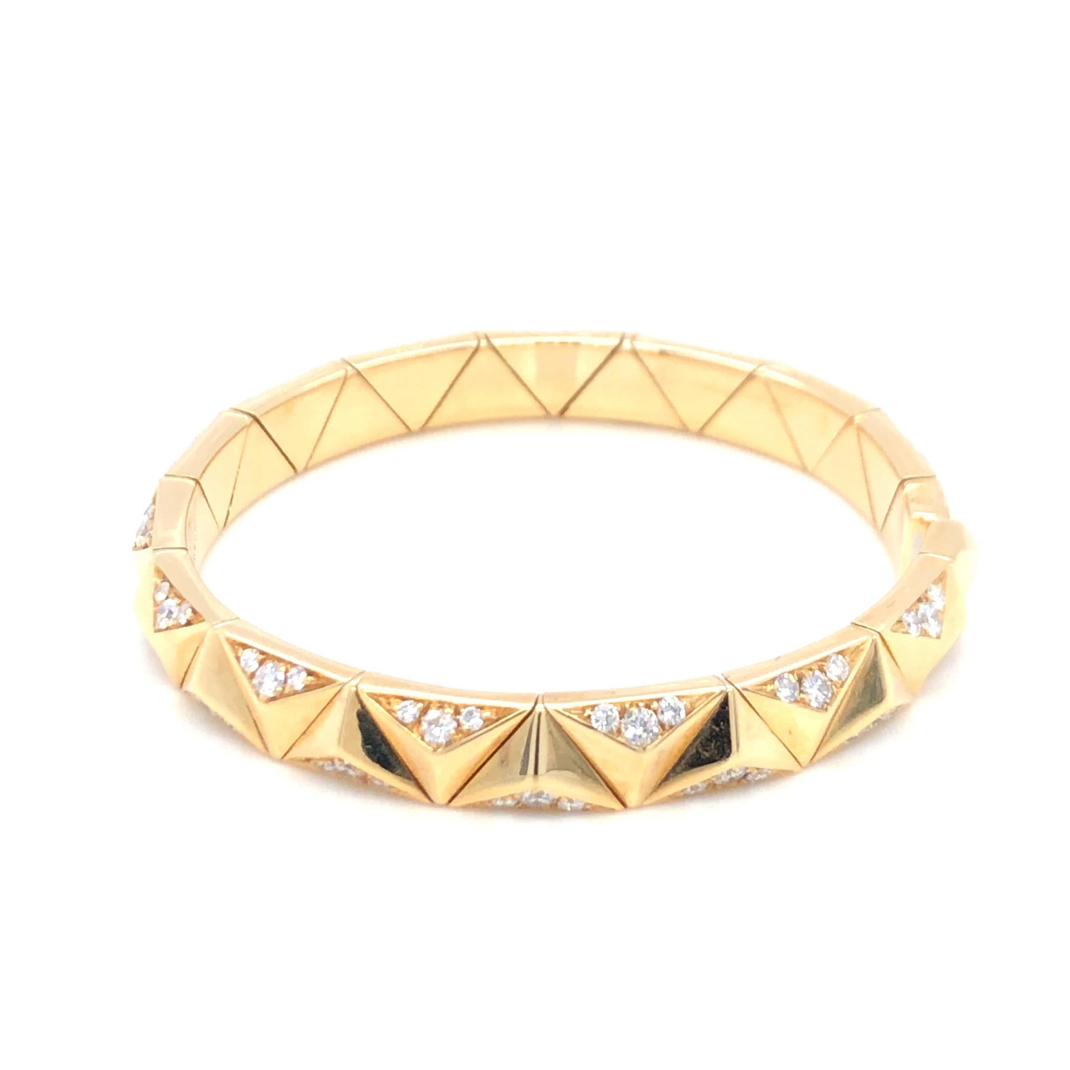 Taille ronde Bulgari Contemporary Diamond Bracelet Or jaune 18K en vente