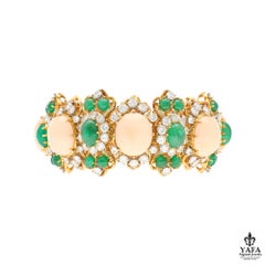 Bulgari Coral and Emerald Diamond Bracelet and Earrings