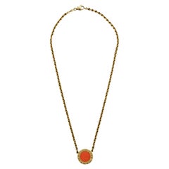 Bulgari Coral and Gold Pendant Necklace