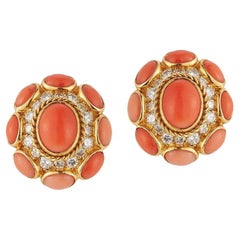 Bulgari Coral & Diamond Earrings 