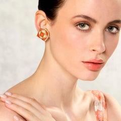 Bulgari Coral, White Mother-of Pearl and Diamond Ear Clips Circa 1980
