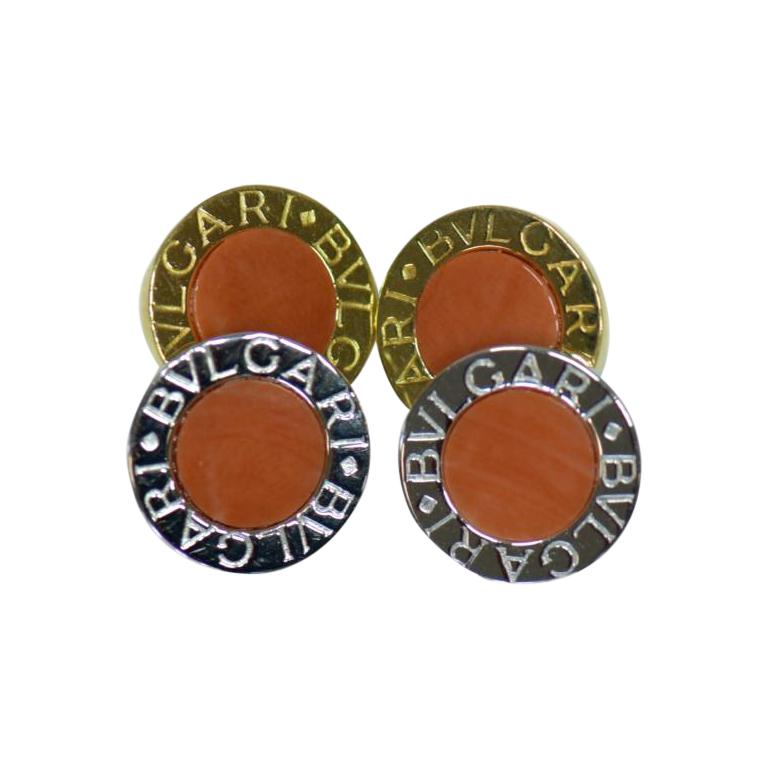 Bulgari Coral, Yellow and White Gold Cufflinks