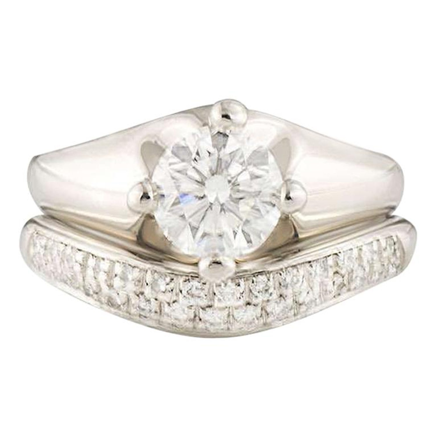 Bulgari Corona Diamond Engagement and Eternity Ring Set 1.00 Carat GIA  Certified at 1stDibs