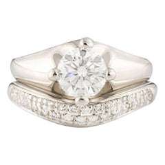 Bulgari Corona Diamant Verlobungs- und Ewigkeitsring Set 1,00 Karat GIA zertifiziert