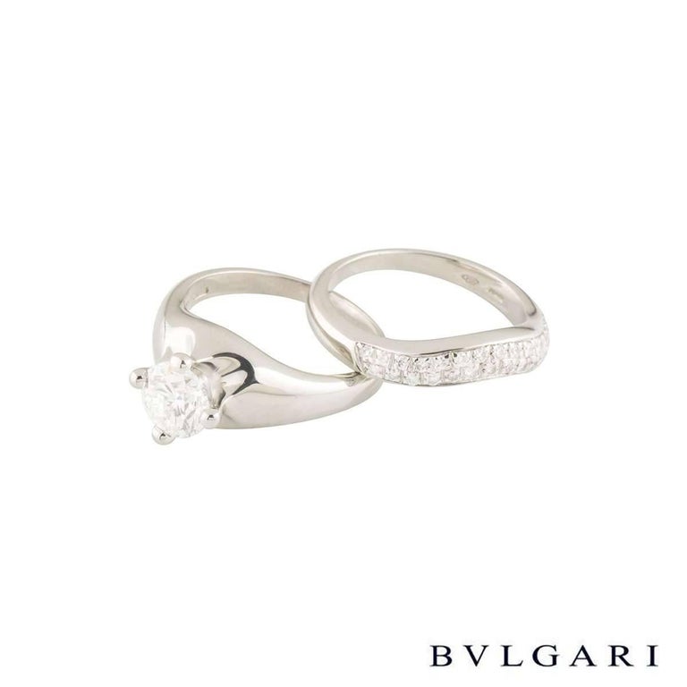 Bulgari Corona Diamond Engagement and Eternity Ring Set 1.00 Carat GIA ...