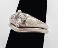 Bulgari Corona Platinum Wedding Ring Set, .52ct VVS2 Diamond, Italy