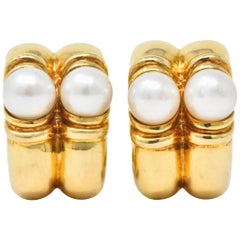 Bulgari Cultured Pearl 18 Karat Gold Ear-Clips Earrings