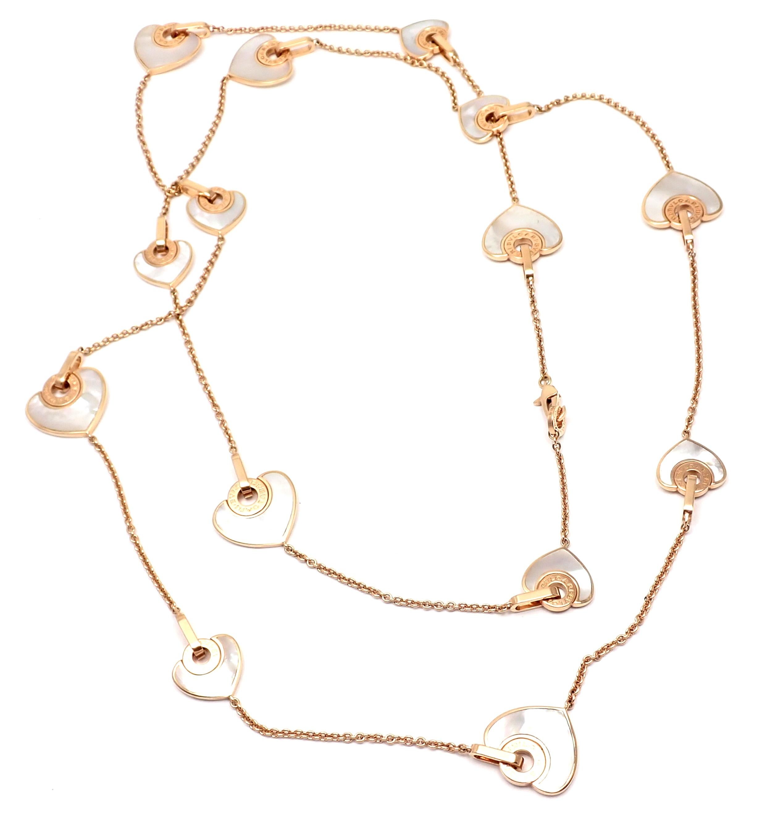 Bulgari Cuore Mother of Pearl Rose Gold Necklace 4