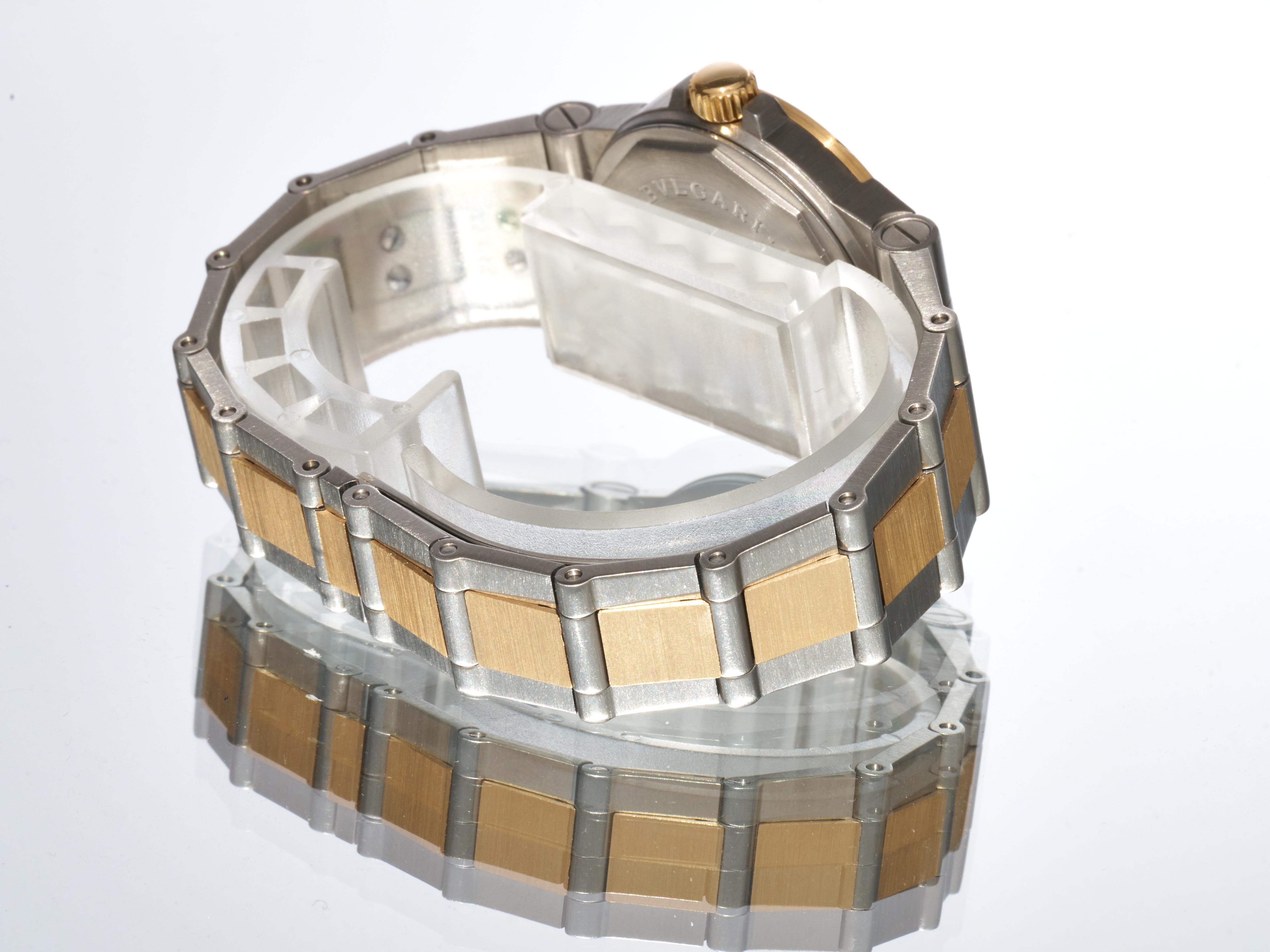 Bulgari Diagono 18K Yellow Gold Steel 29mm Luxury Watch Black Dial Ladies For Sale 7
