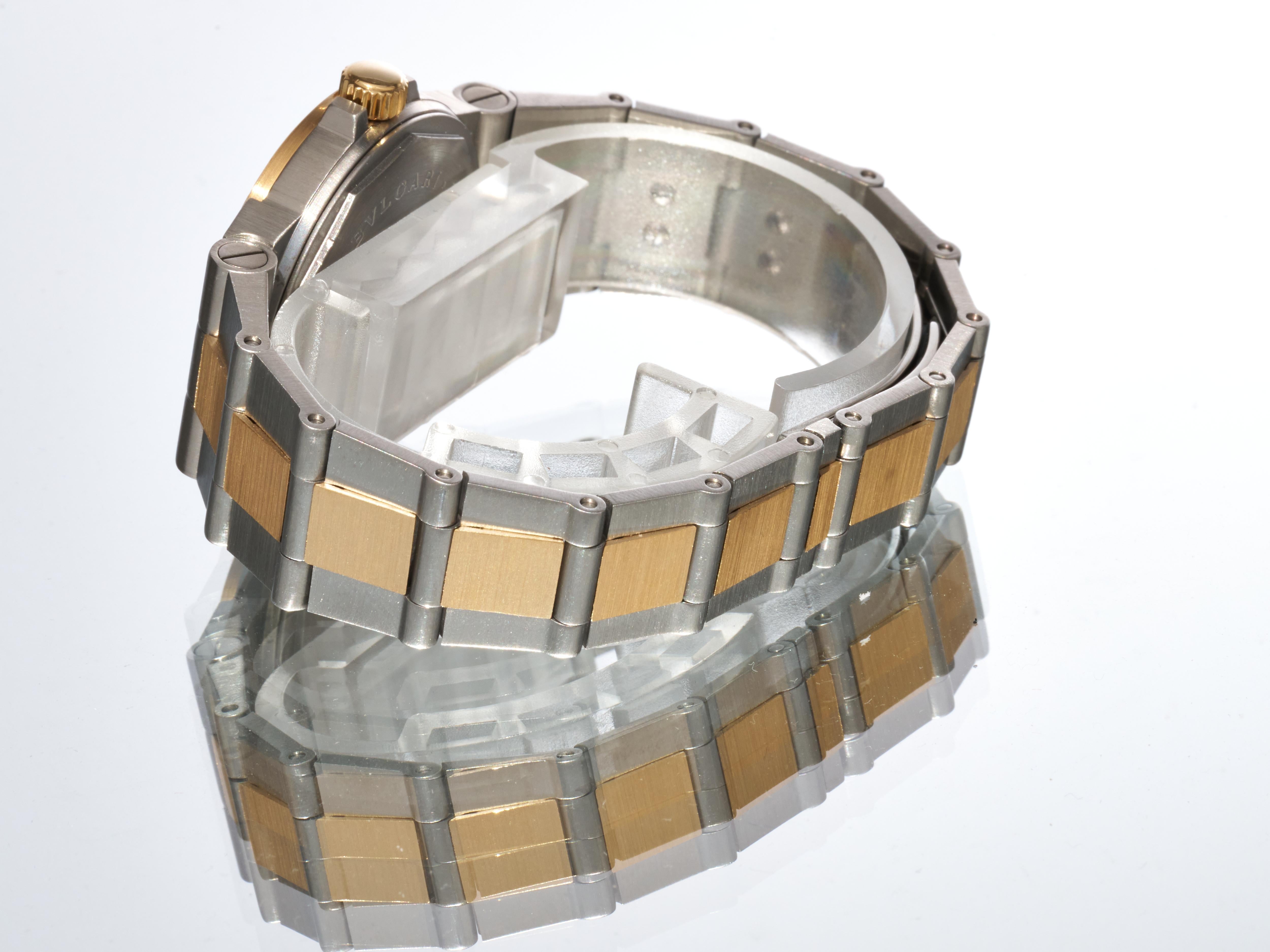 Bulgari Diagono 18K Yellow Gold Steel 29mm Luxury Watch Black Dial Ladies For Sale 8