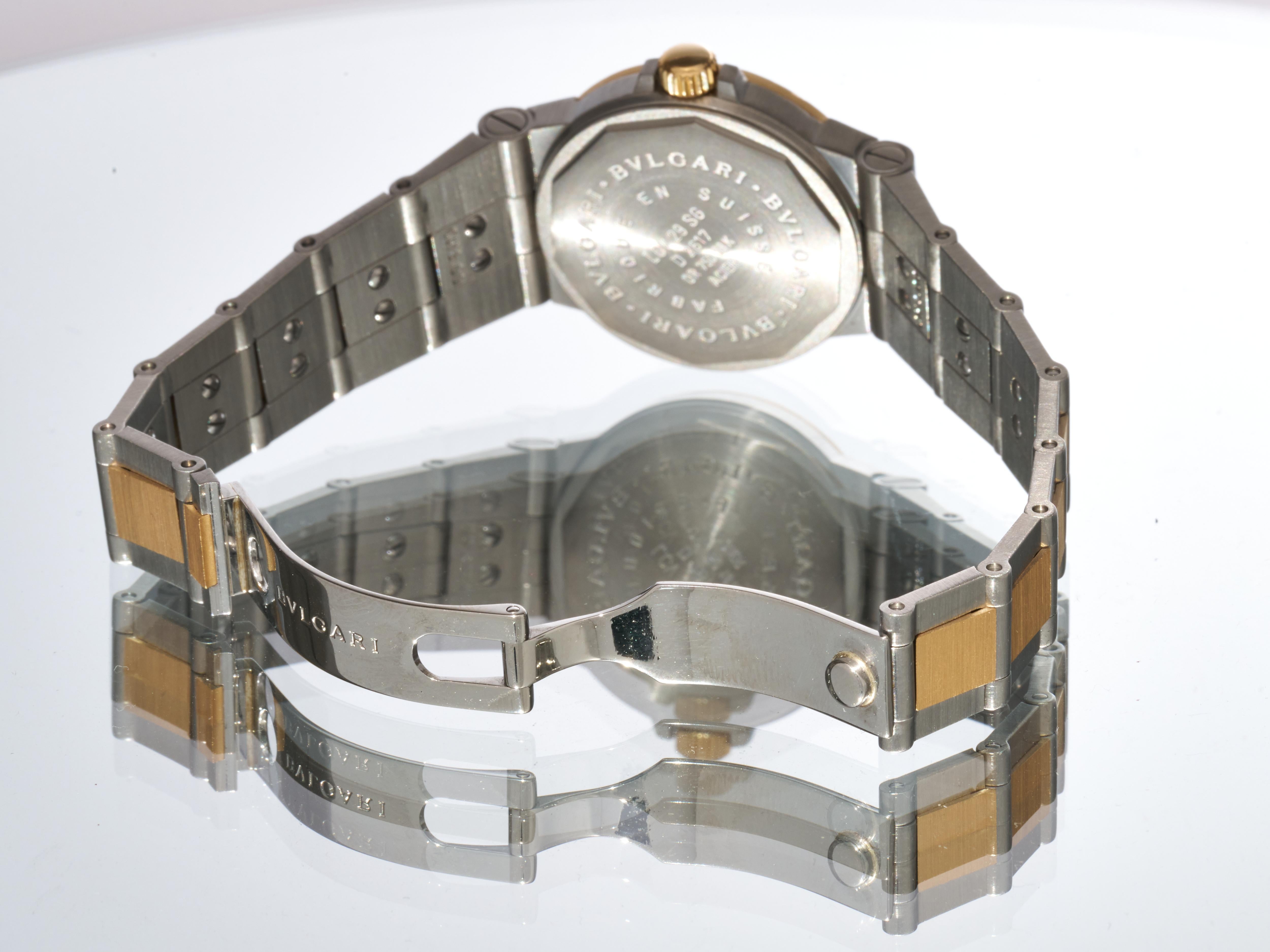 Bulgari Diagono 18K Yellow Gold Steel 29mm Luxury Watch Black Dial Ladies For Sale 10