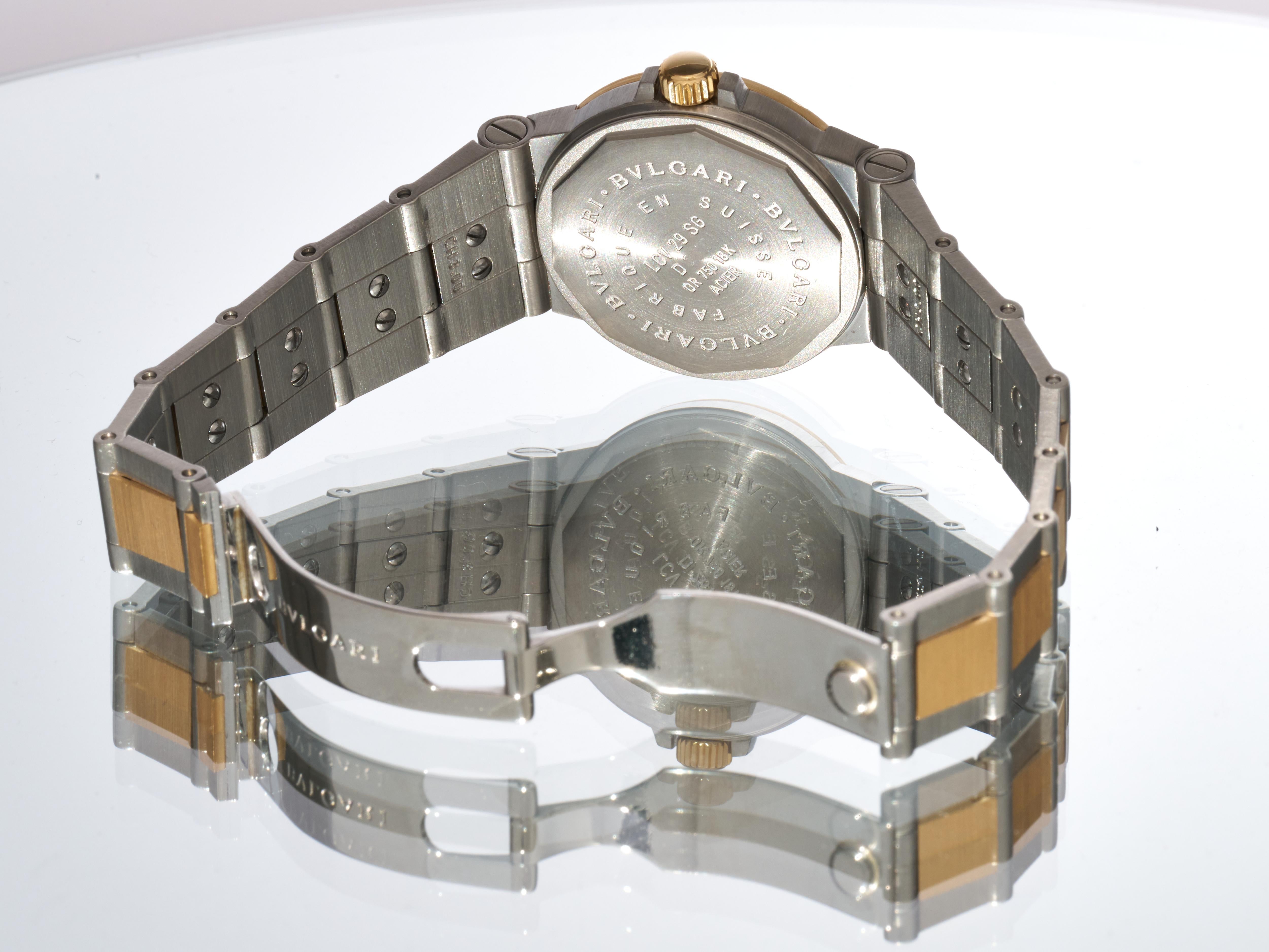 Bulgari Diagono 18K Yellow Gold Steel 29mm Luxury Watch Black Dial Ladies For Sale 11