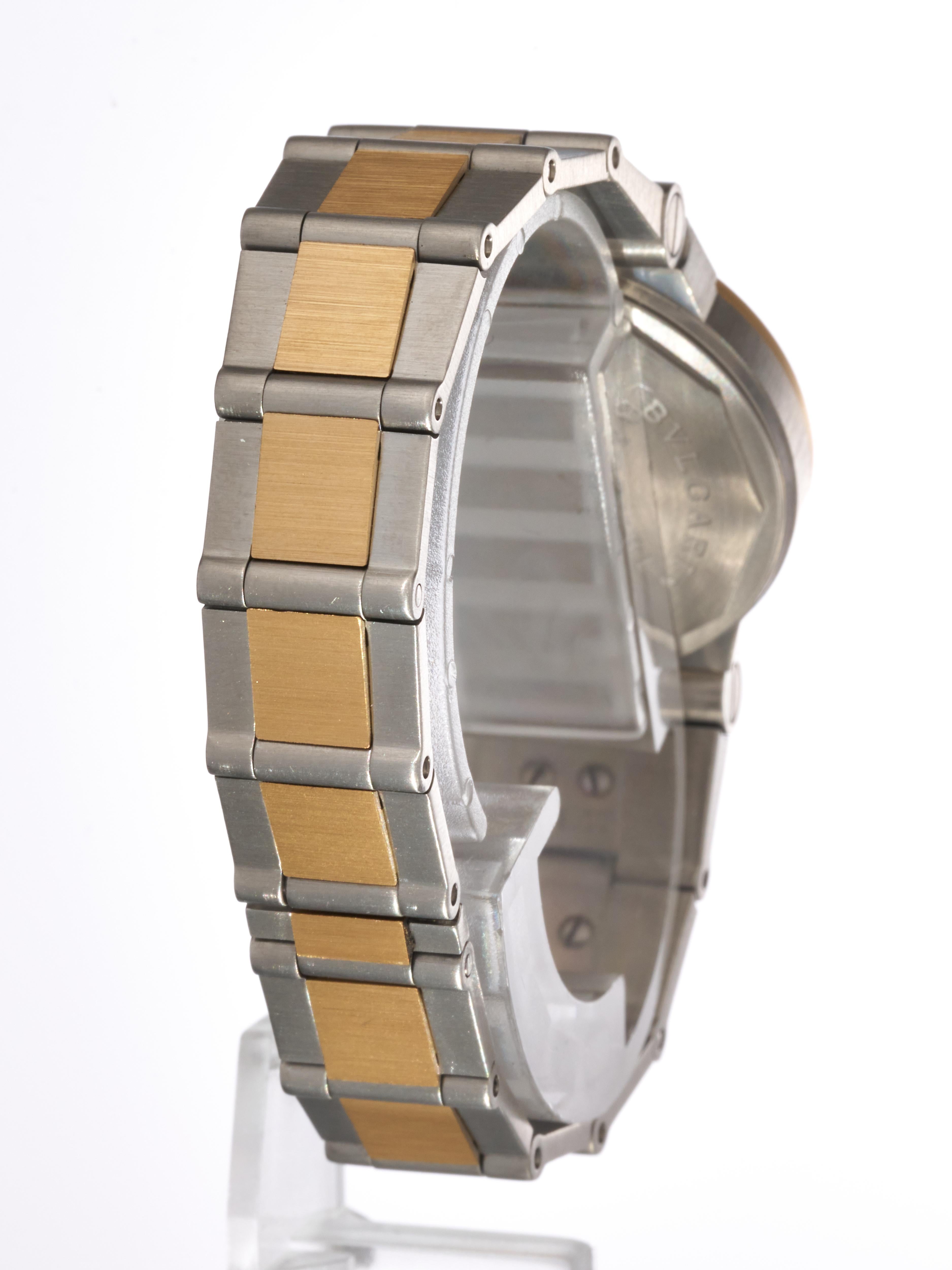 Women's or Men's Bulgari Diagono 18K Yellow Gold Steel 29mm Luxury Watch Black Dial Ladies For Sale