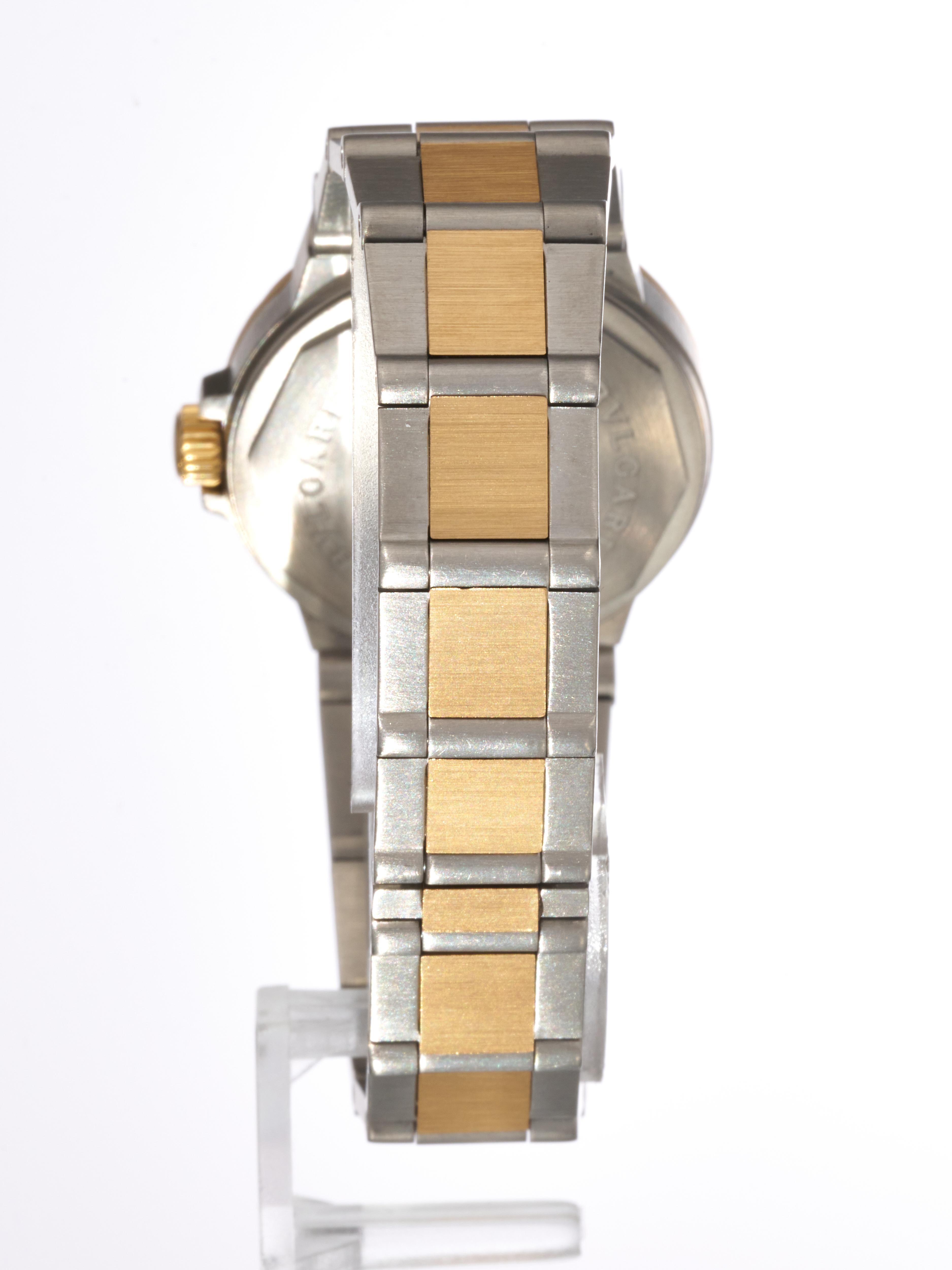 Bulgari Diagono 18K Yellow Gold Steel 29mm Luxury Watch Black Dial Ladies For Sale 1