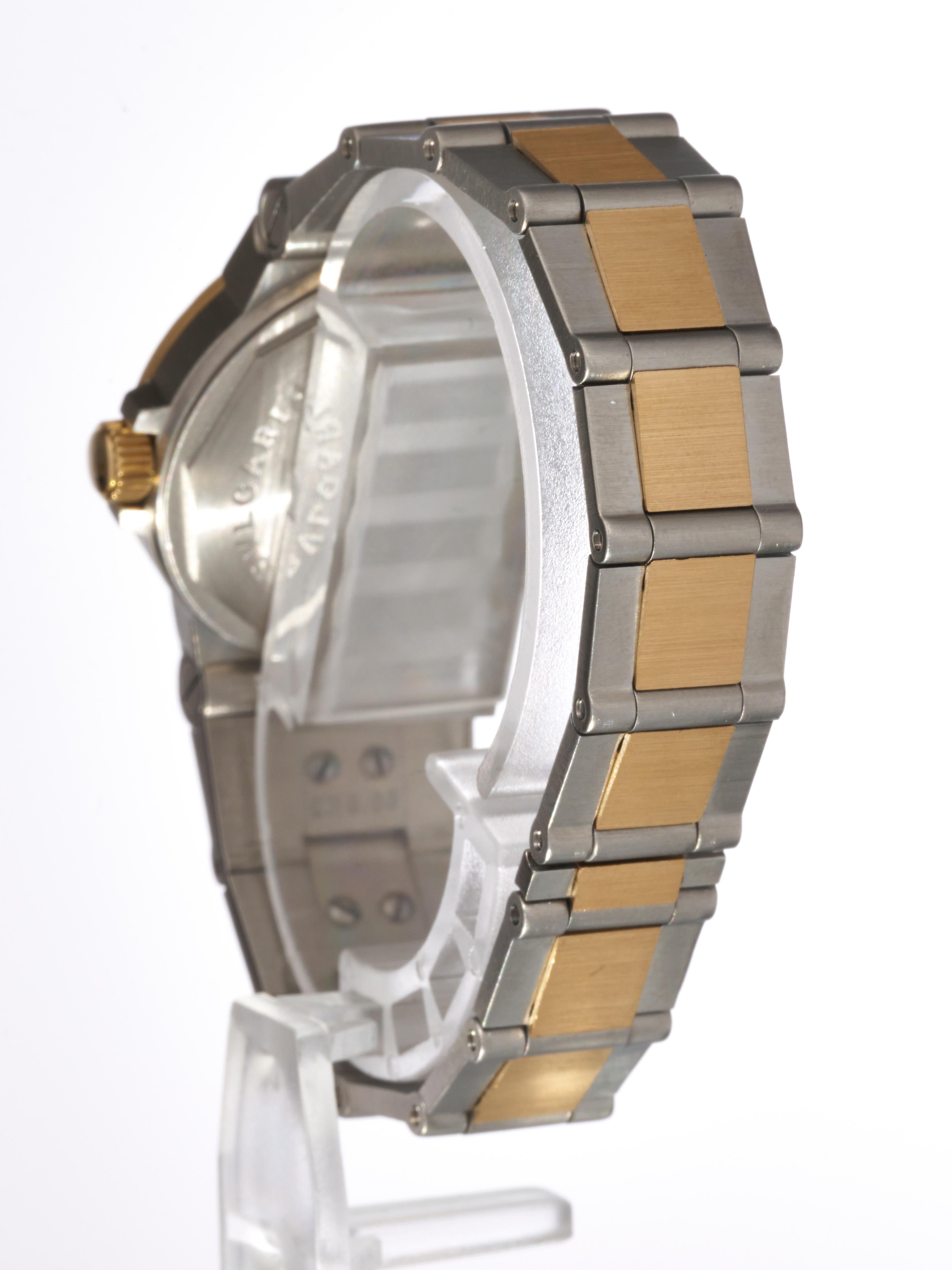 Bulgari Diagono 18K Yellow Gold Steel 29mm Luxury Watch Black Dial Ladies For Sale 2