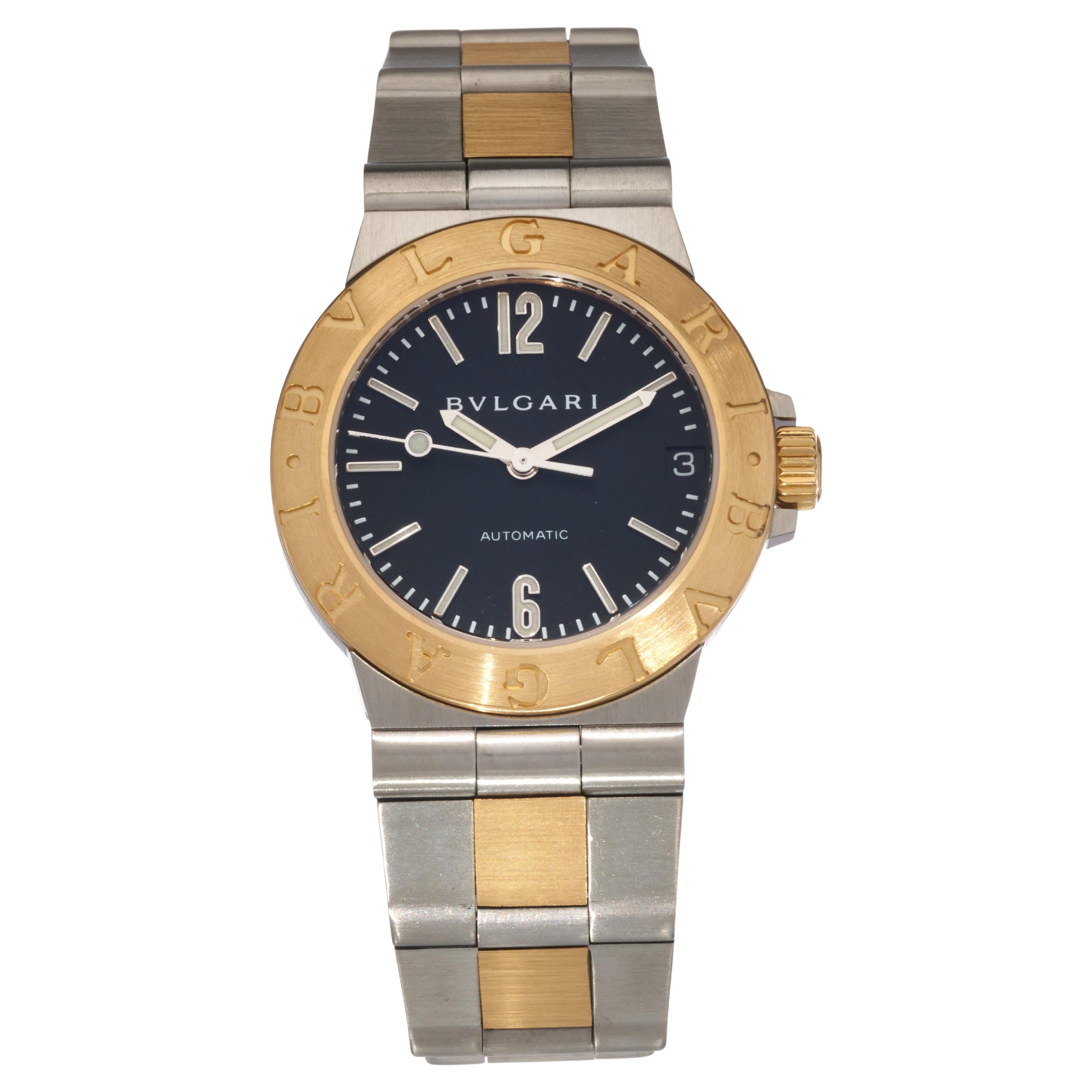 Bulgari Diagono Oro Giallo 18K Acciaio 29mm Orologio di lusso Quadrante Nero Donna