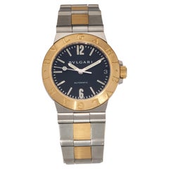Bulgari Diagono 18K Yellow Gold Steel 29mm Luxury Watch Black Dial Ladies